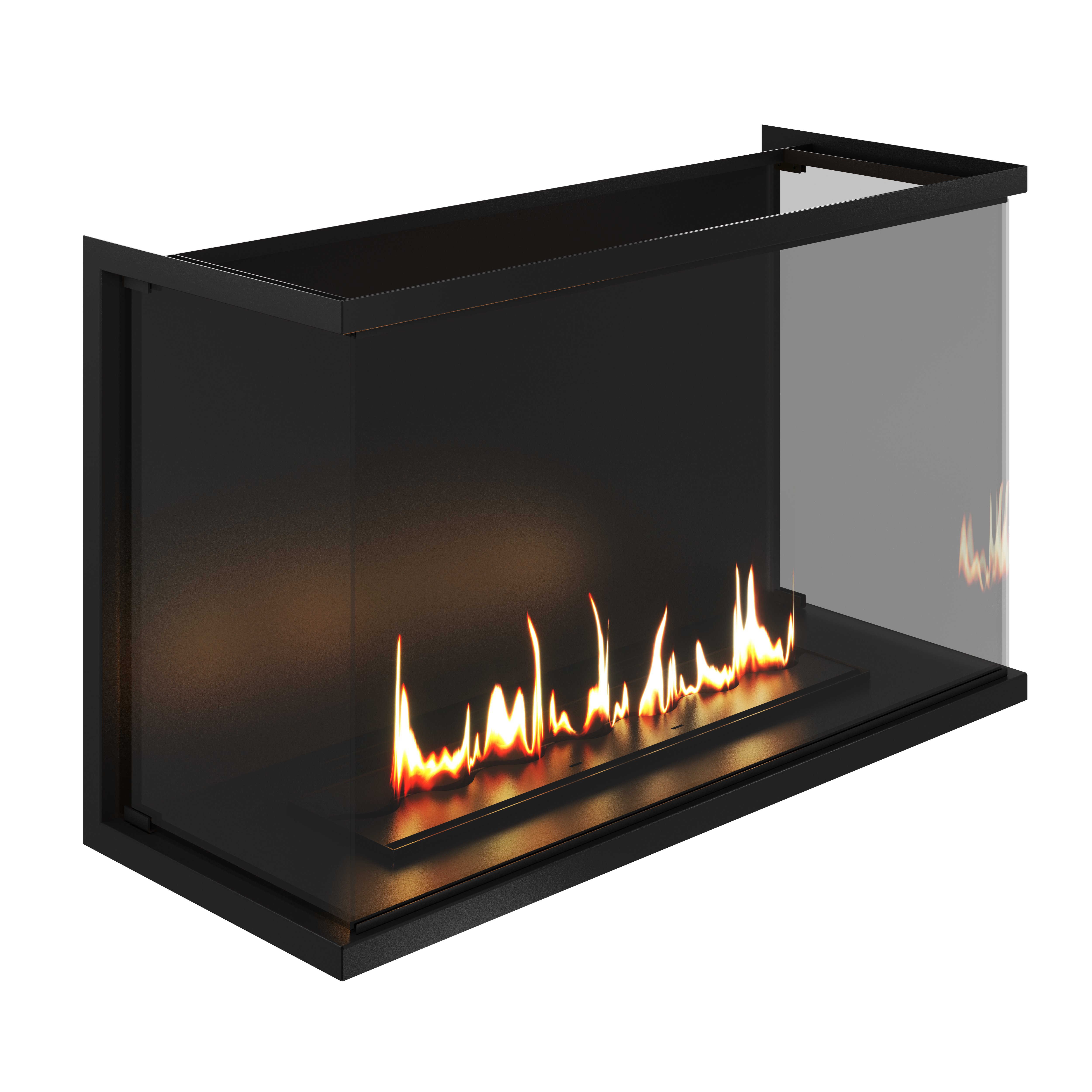 Made Driezijdig Inbouwhaard Volle Glas 110 cm