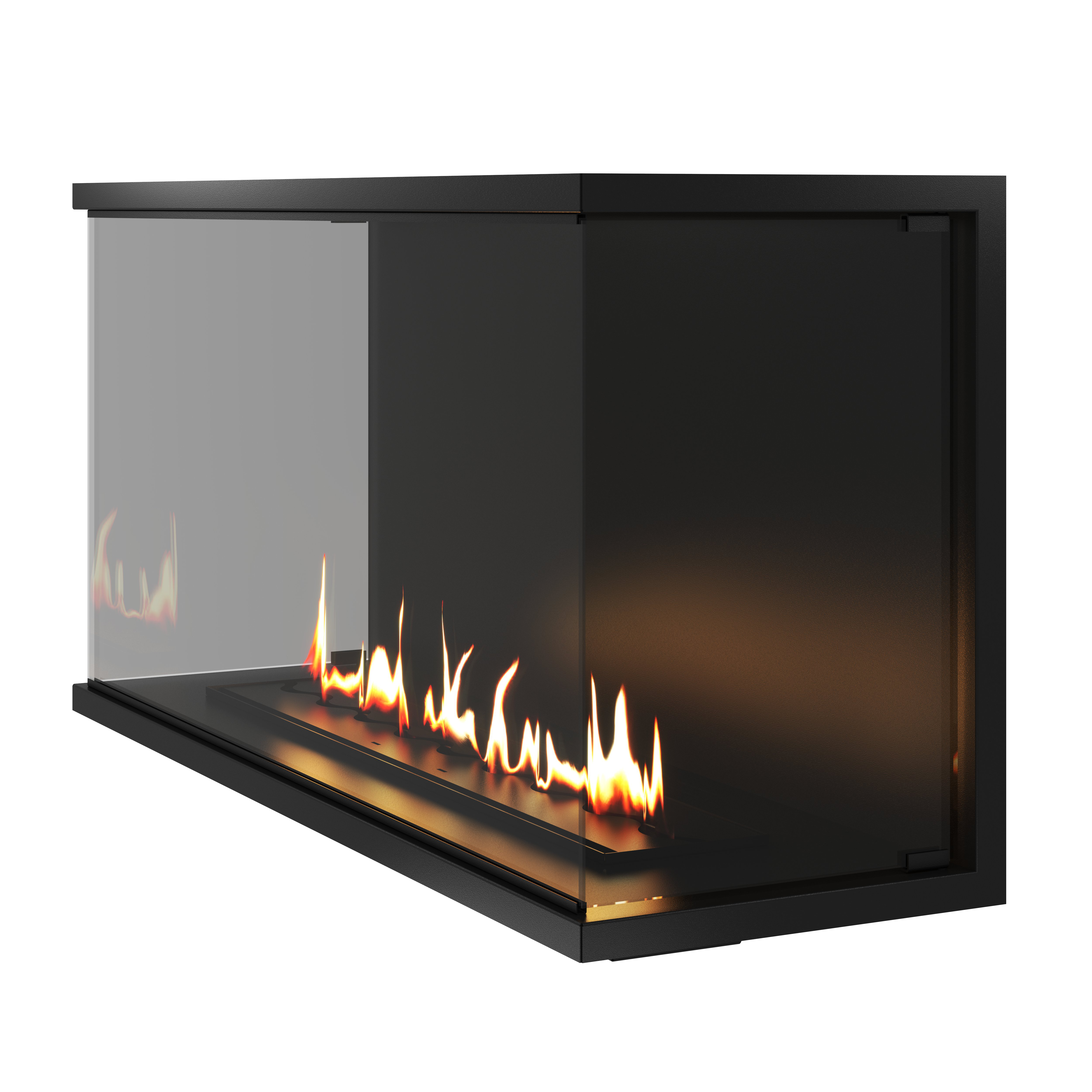 Made Driezijdig Inbouwhaard Volle Glas 130 cm