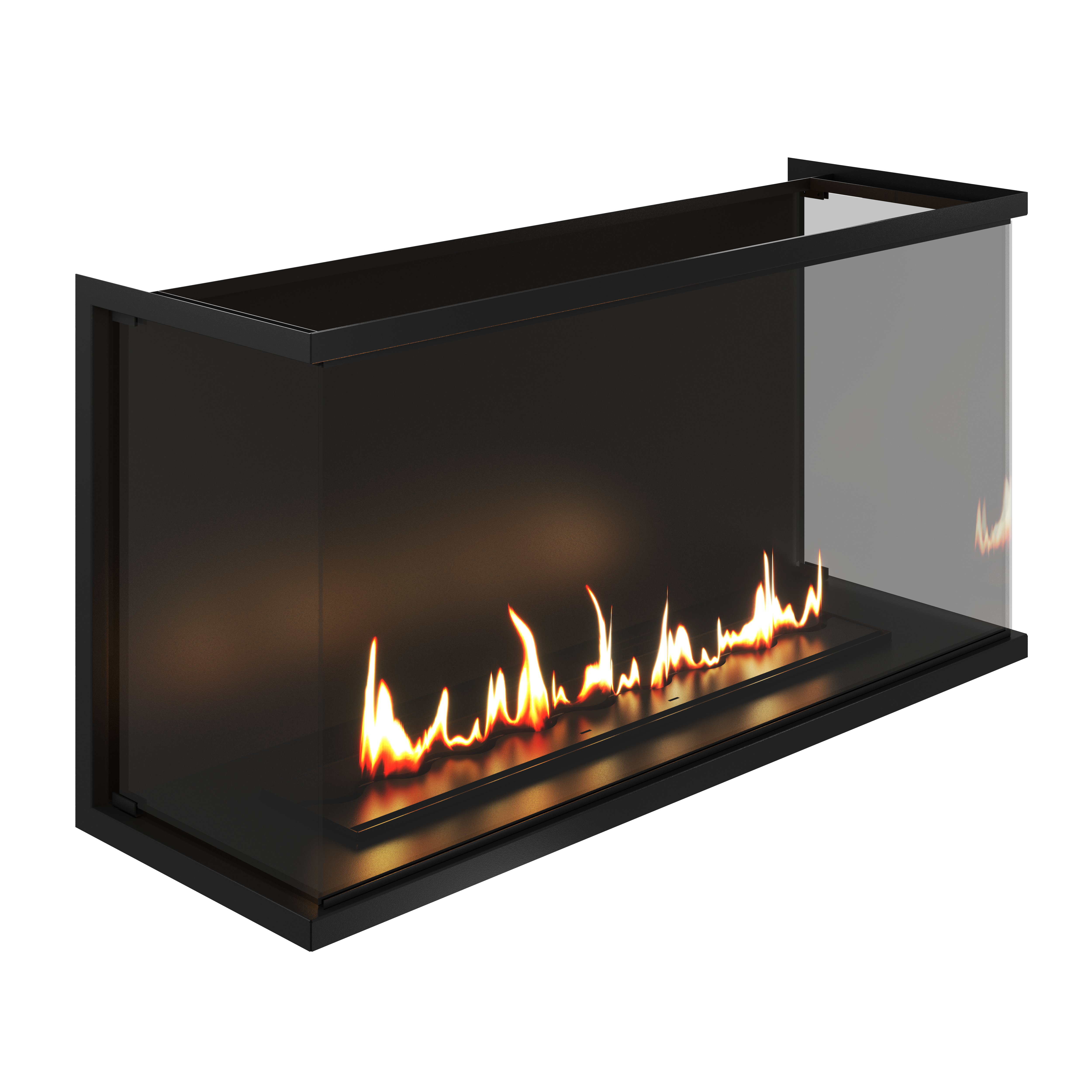 Made Driezijdig Inbouwhaard Volle Glas 130 cm