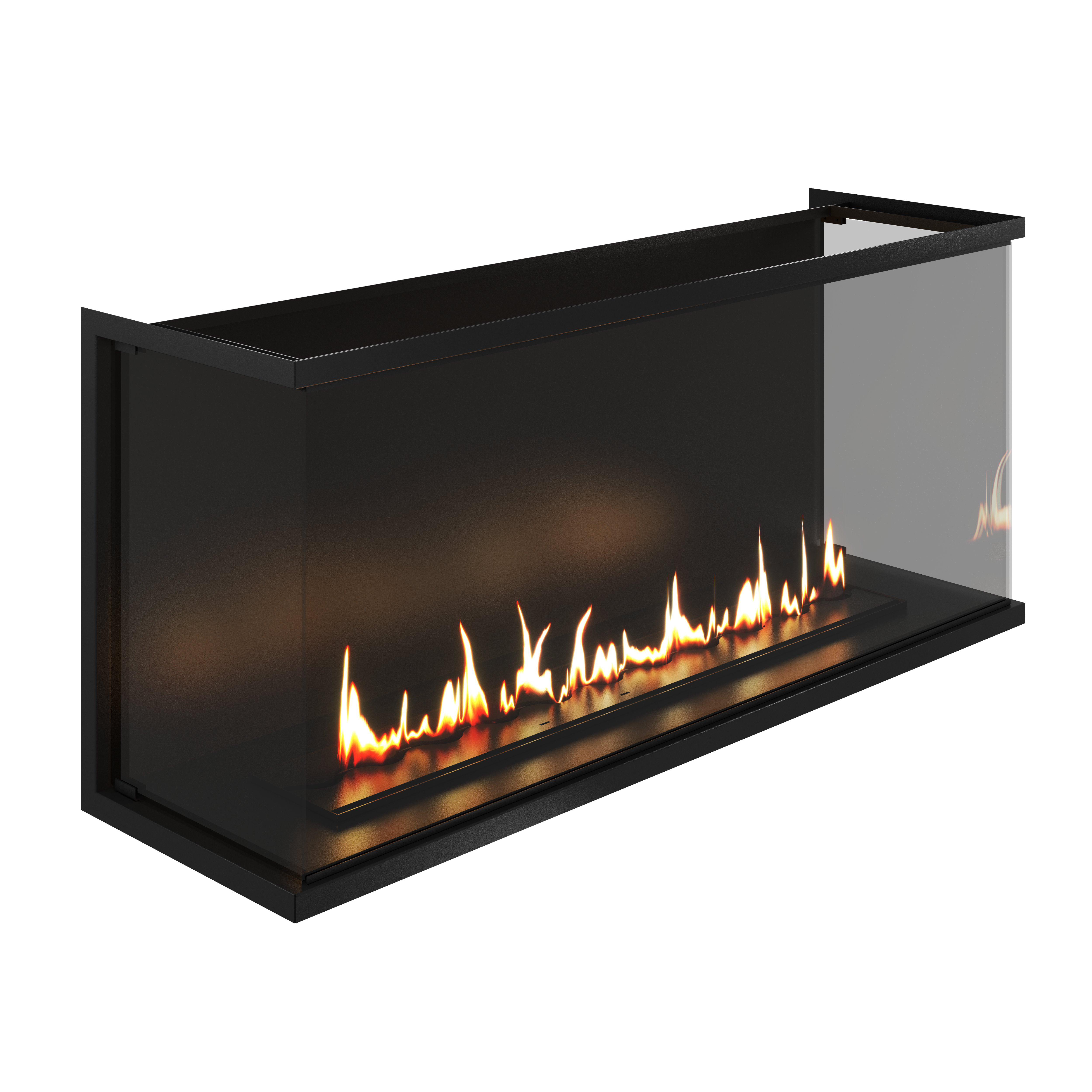 Made Driezijdig Inbouwhaard Volle Glas 150 cm