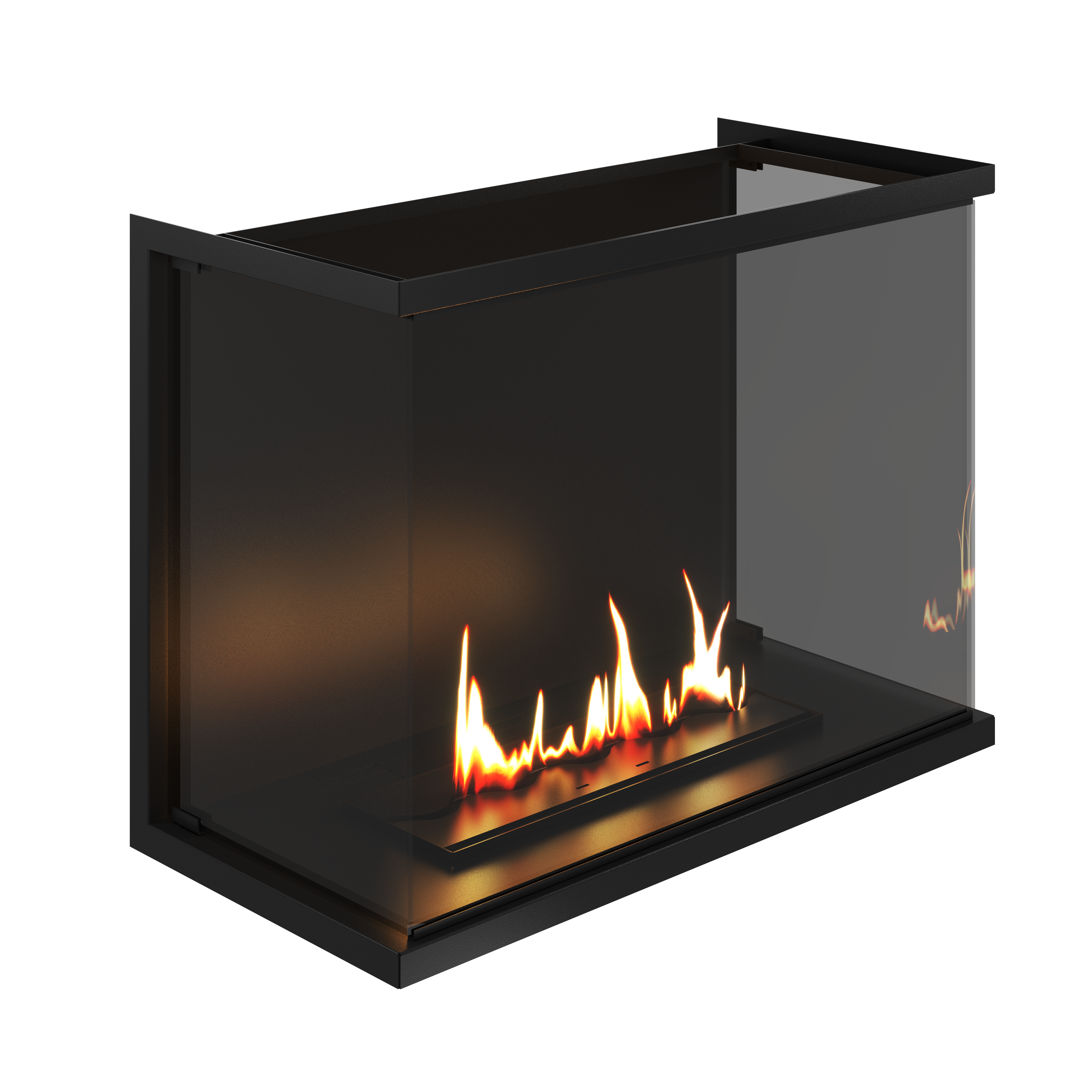 Made Driezijdig Inbouwhaard Volle Glas 90 cm