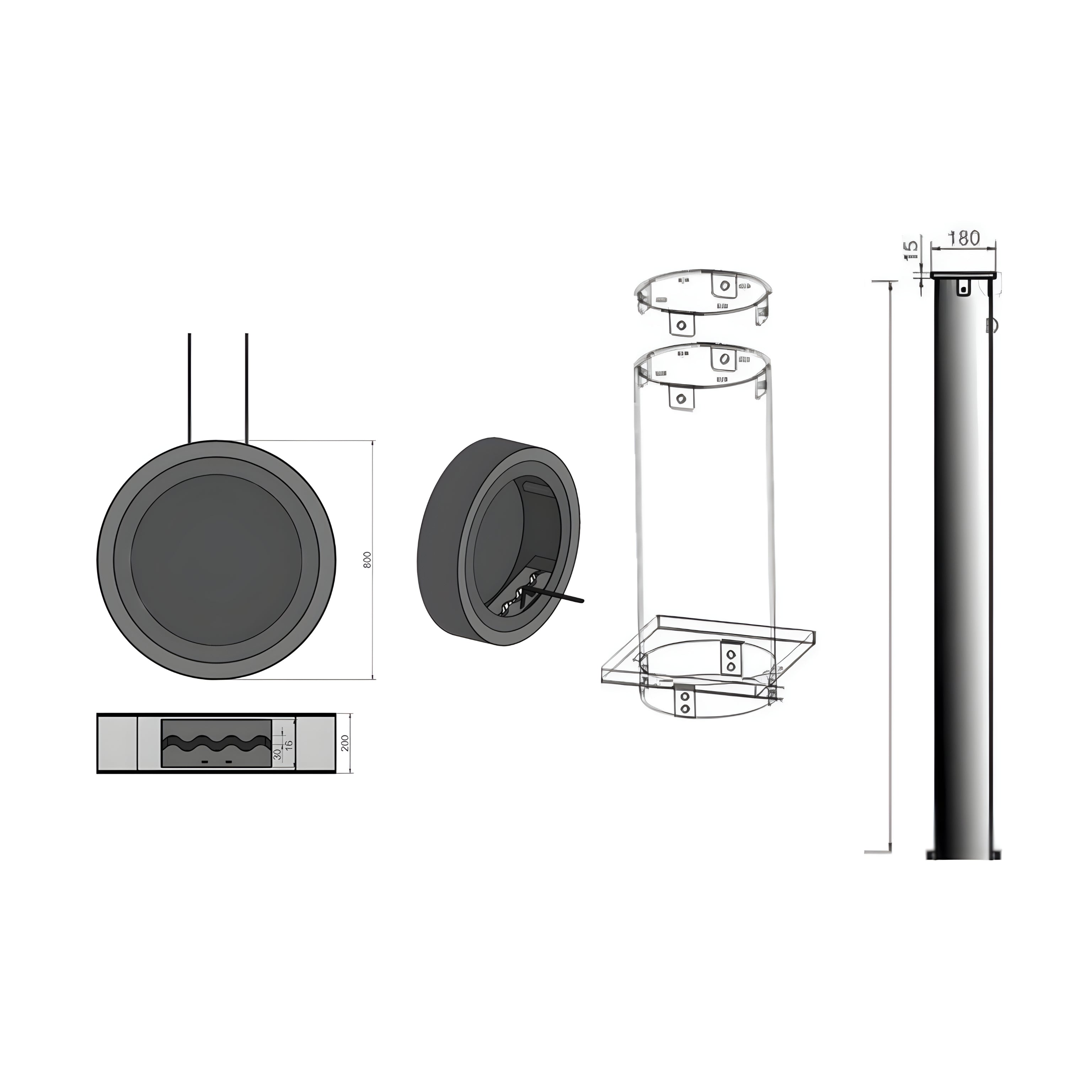 Erto Tube Z Bio Ethanol Plafondhaard D80 CM