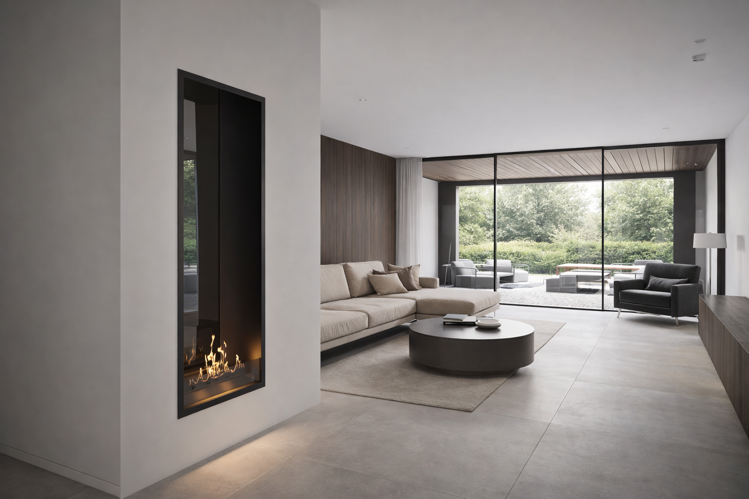 Fame Vertical Doorkijkhaard Enkel Volle Glas 60 x 140 cm