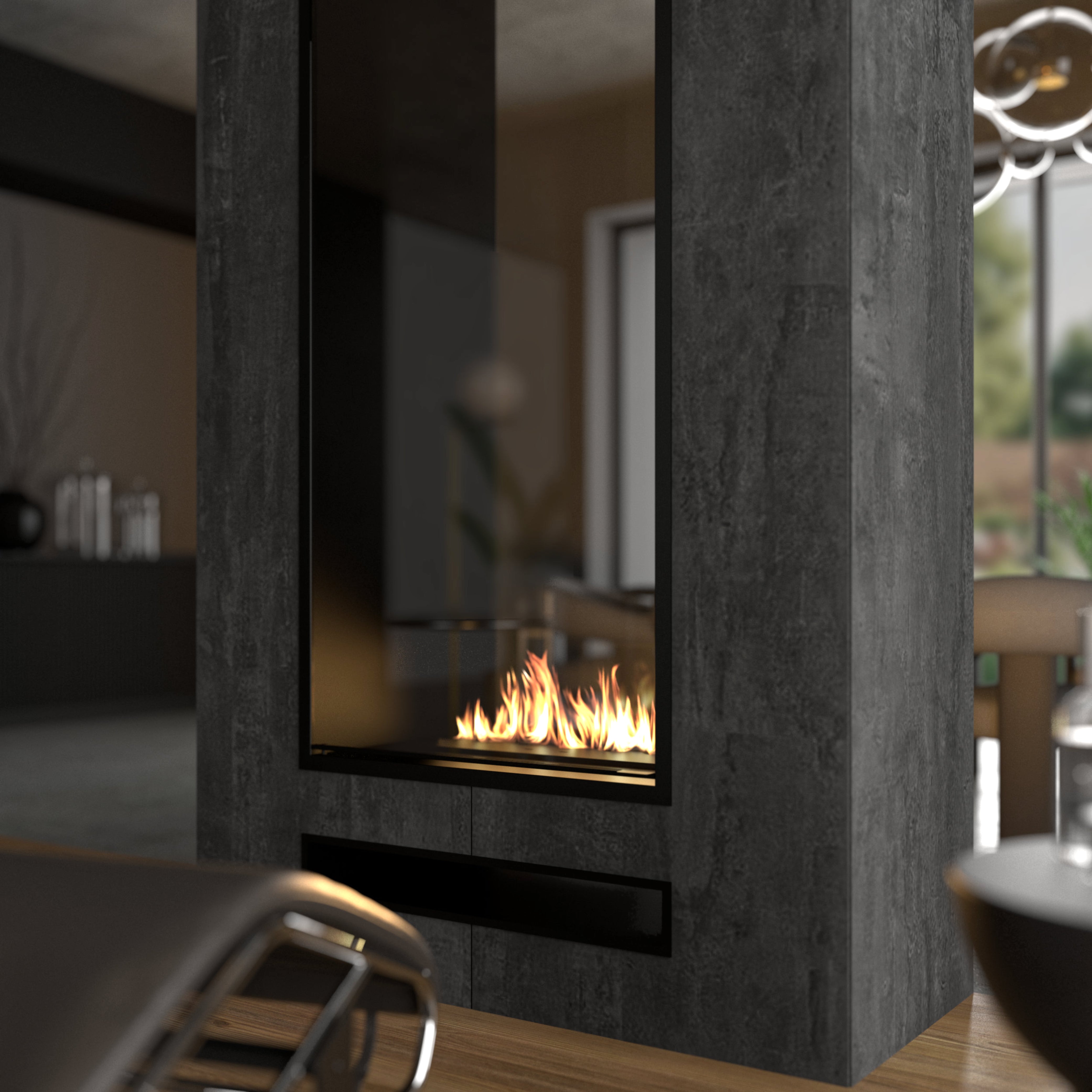 Fame Vertical Doorkijkhaard Met Volle Glas 60 x 100 cm