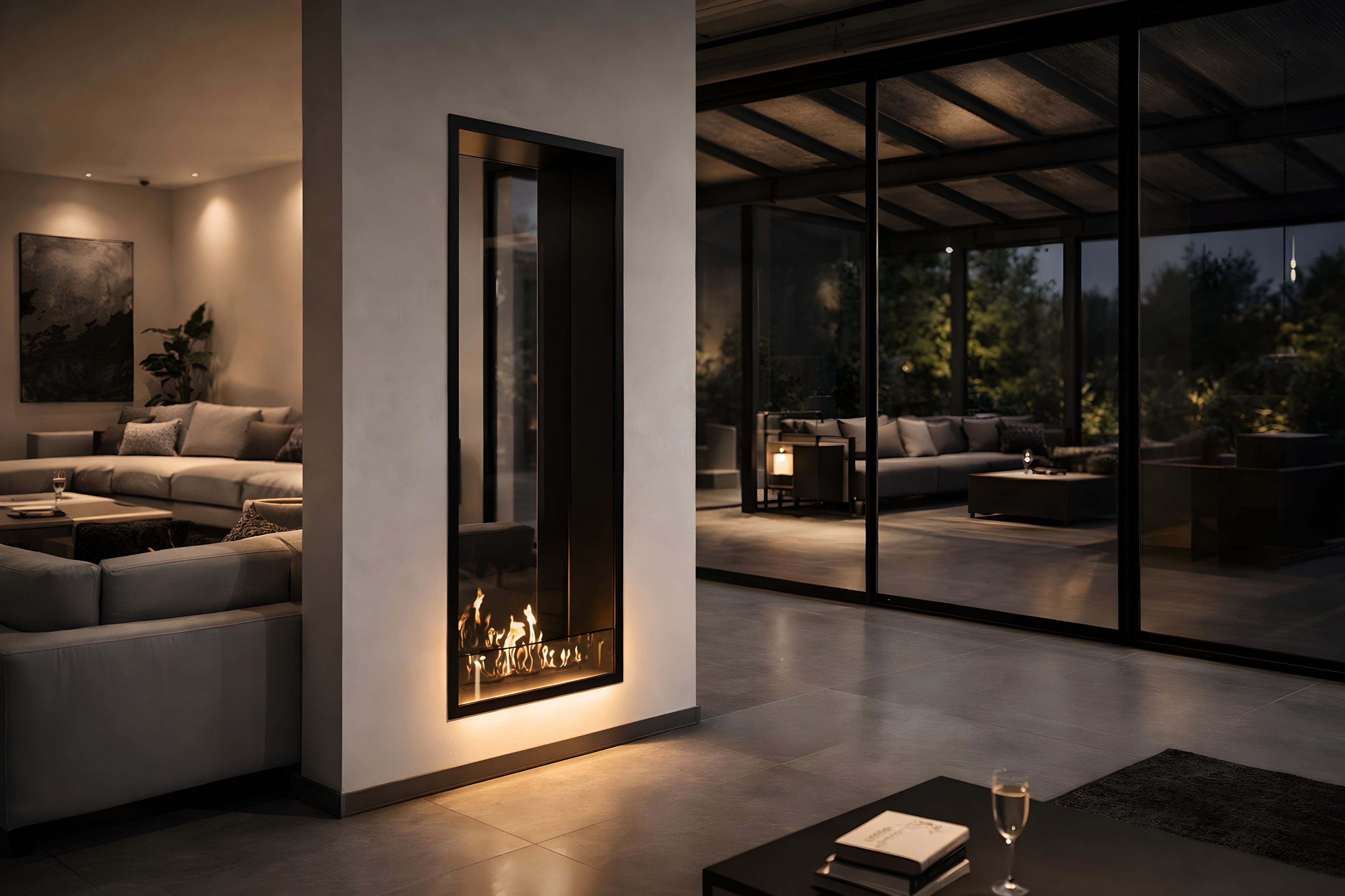 Fame Vertical Doorkijkhaard Enkel Volle Glas 60 x 160 cm