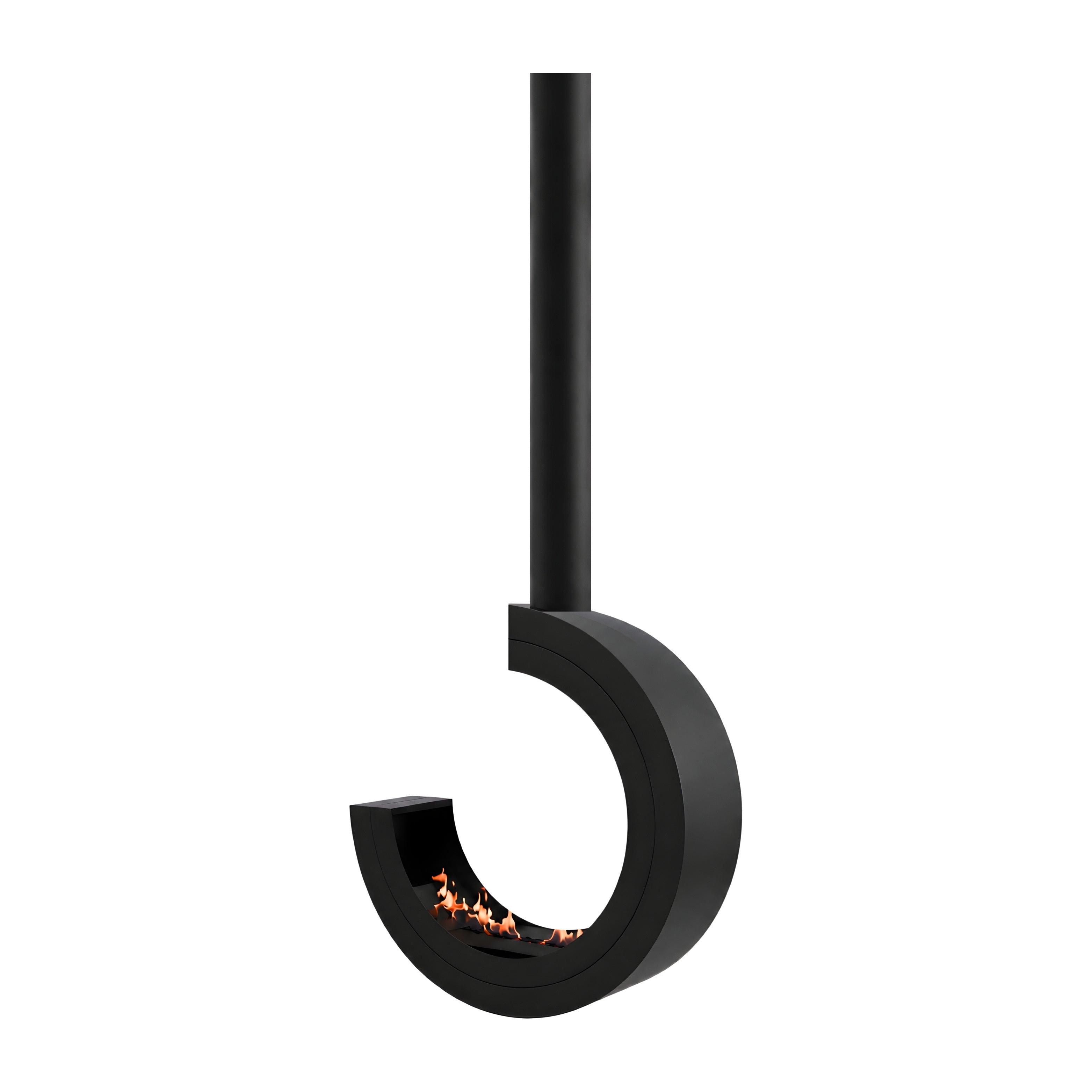 Erto 80 3/4 Tube Black Bio Ethanol Ceiling Fireplace