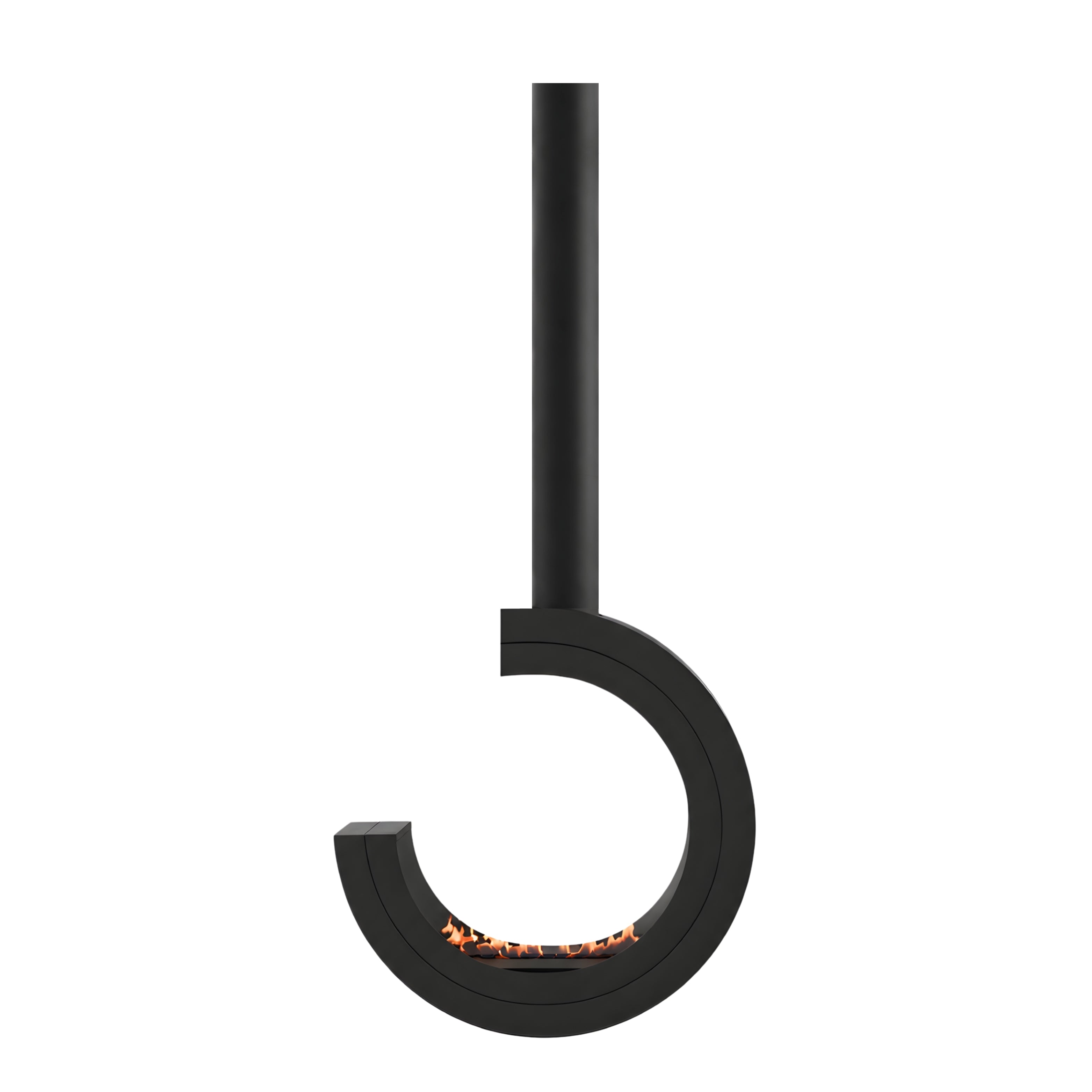 Erto 80 3/4 Tube Black Bio Ethanol Ceiling Fireplace
