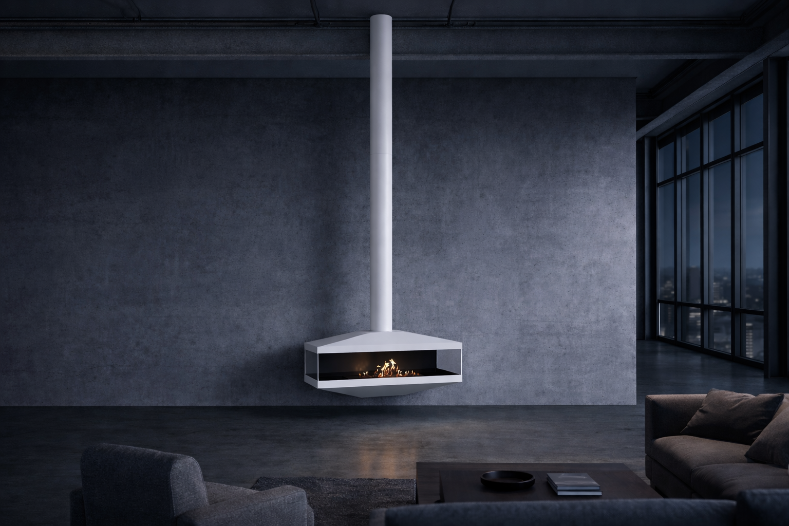 Aura Close Tube Wit Doorkijk Plafondhaard 120 cm