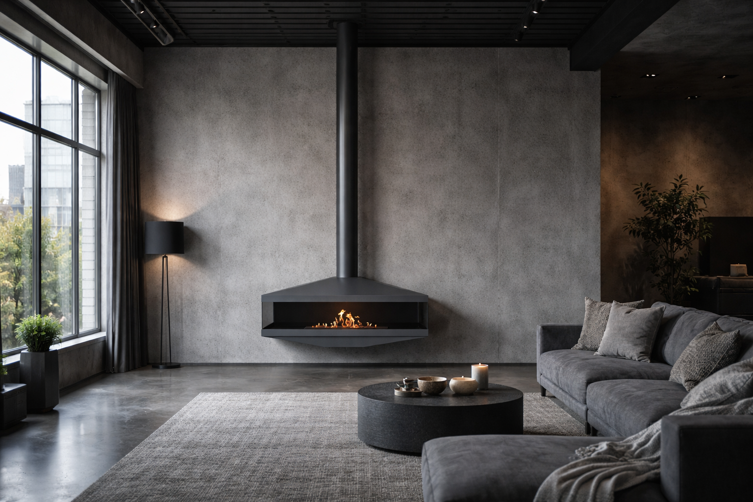 Aura Close Tube Zwart Doorkijk Plafondhaard 120 cm