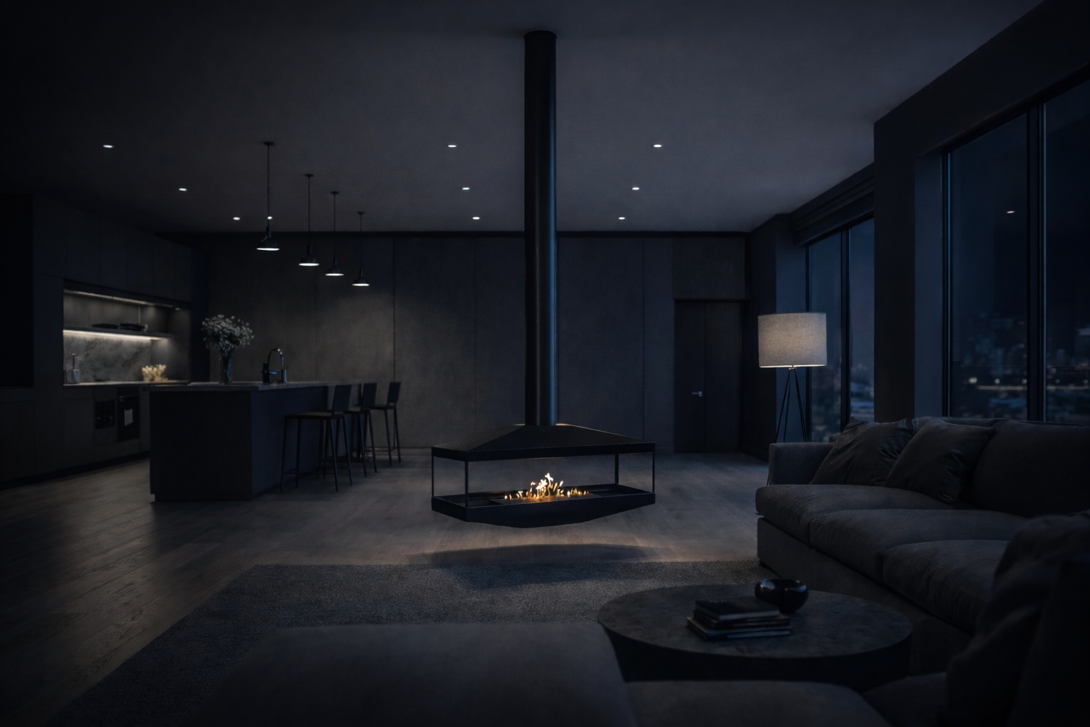 Aura Tube Zwart Doorkijk Plafondhaard 120 cm