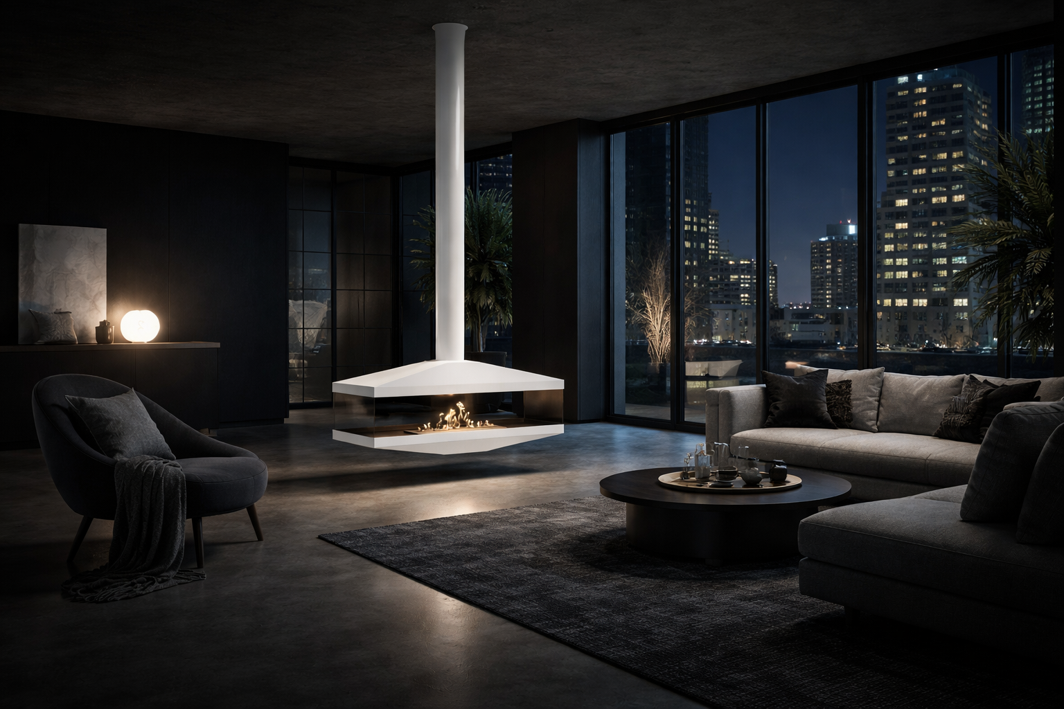 Aura Tube Wit Doorkijk Plafondhaard 120 cm