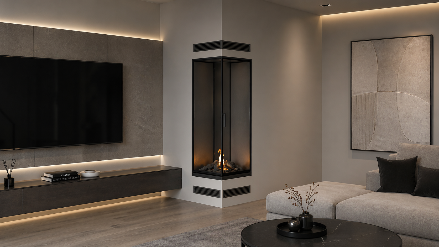 Base Vertical Hoekhaard Links Volle Glas 80 x 120 cm