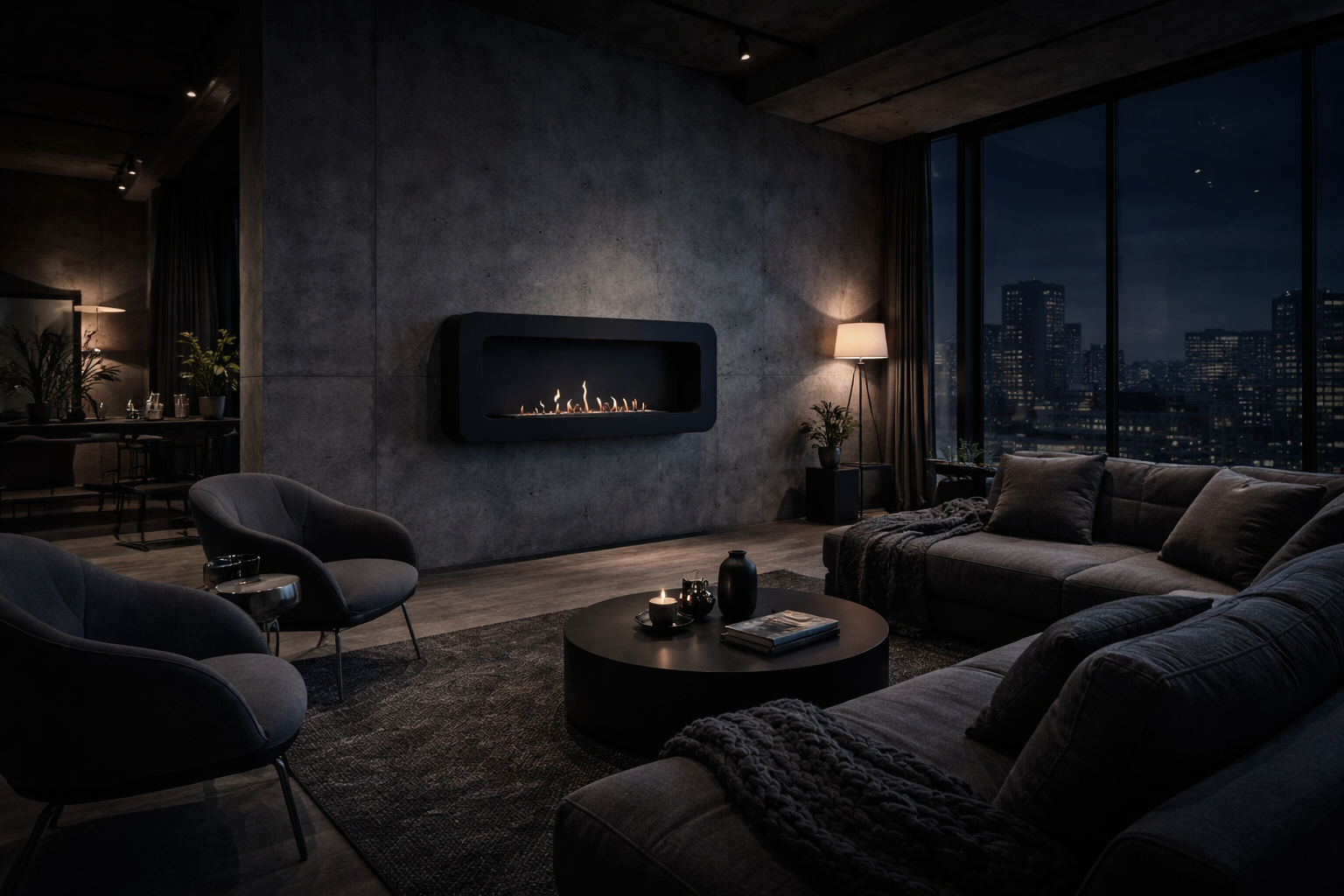 CASSI Black Bio Ethanol Wall Fireplace 100 CM