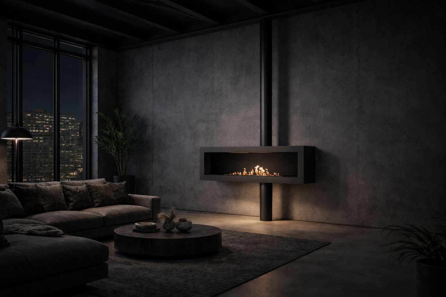 Tobav Curve Standing – Hanging Bio Fireplace 120 cm