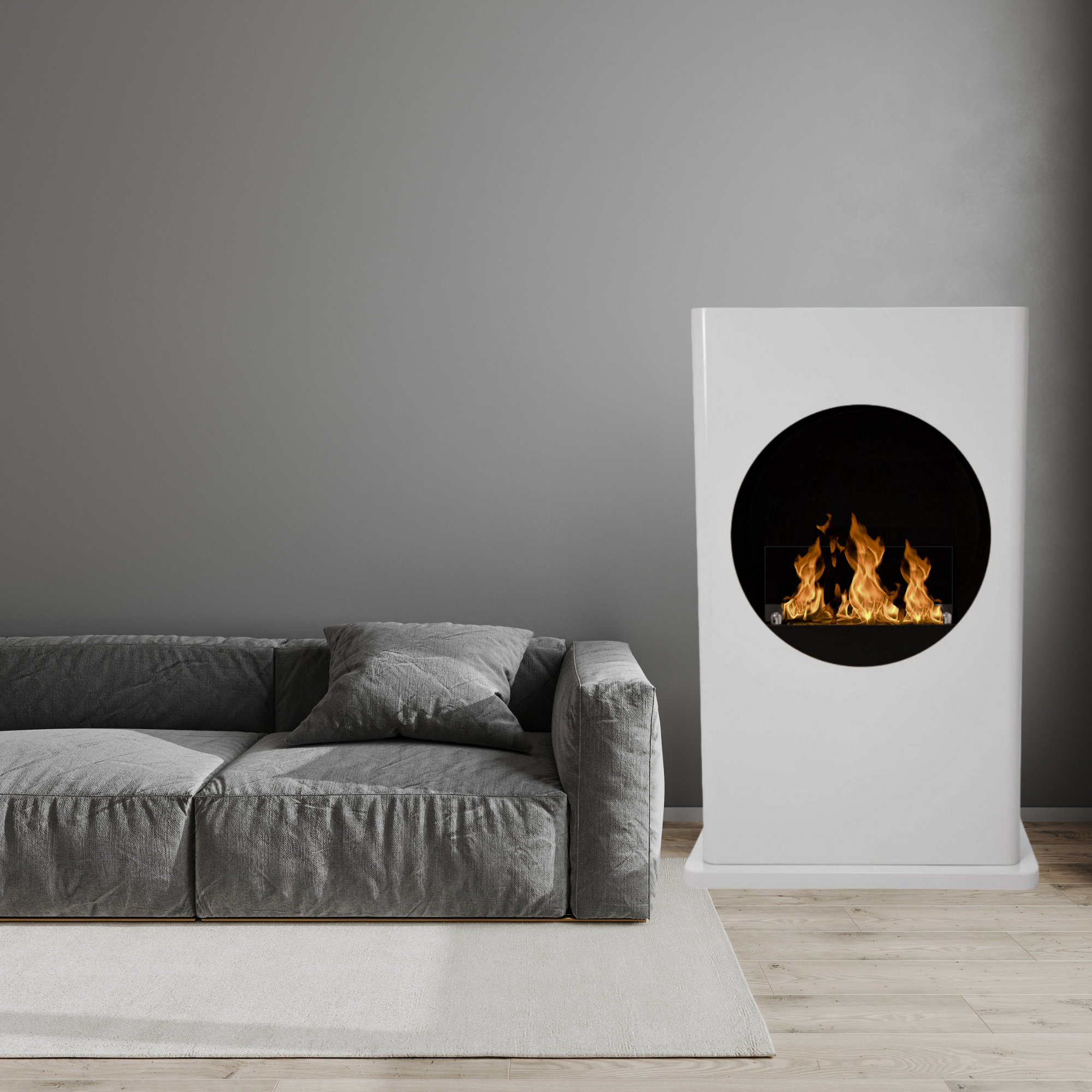 White Painted Steel DIO Freestanding Bio Fireplace