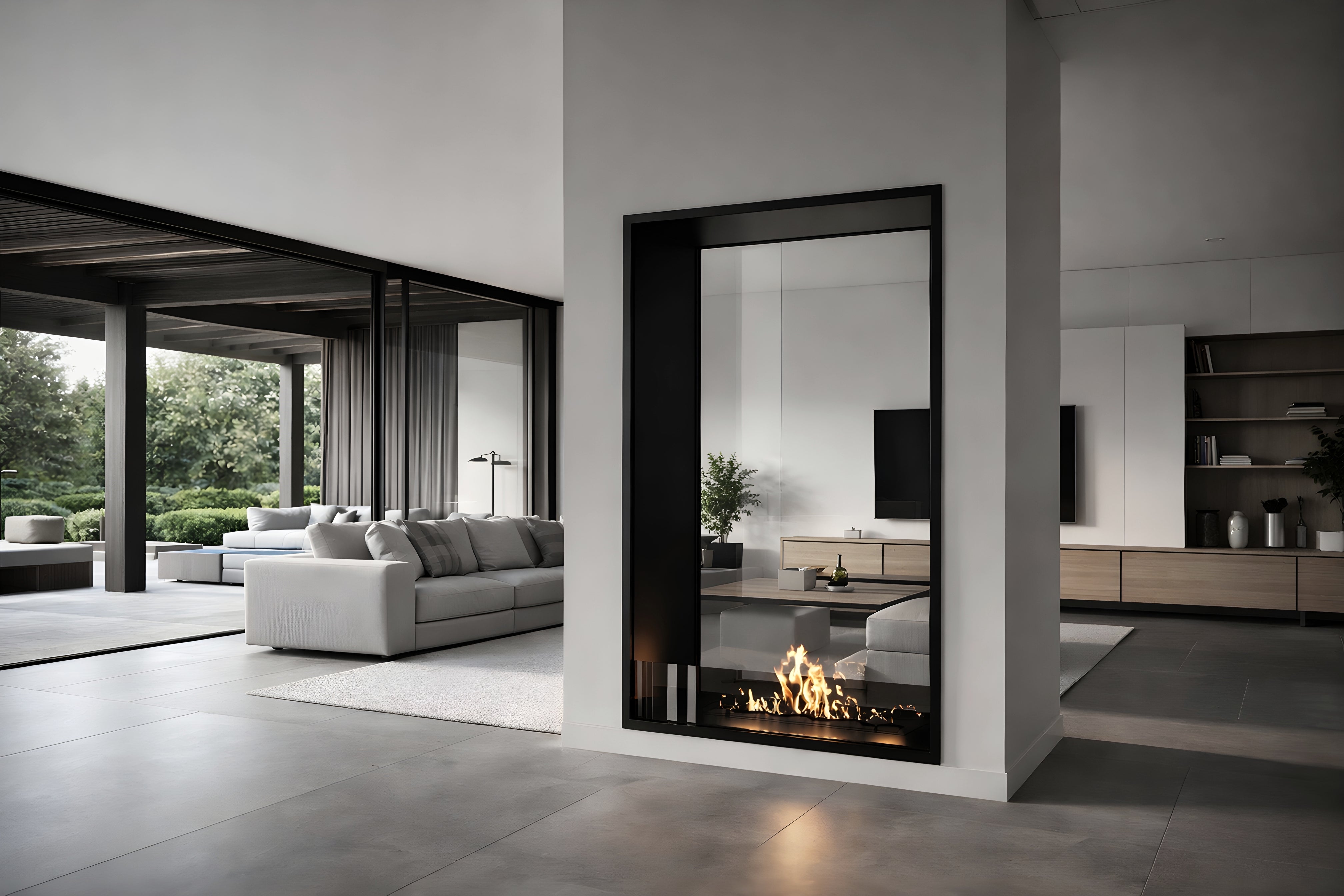 Fame Vertical Doorkijkhaard Enkel Volle Glas 90 x 100 cm