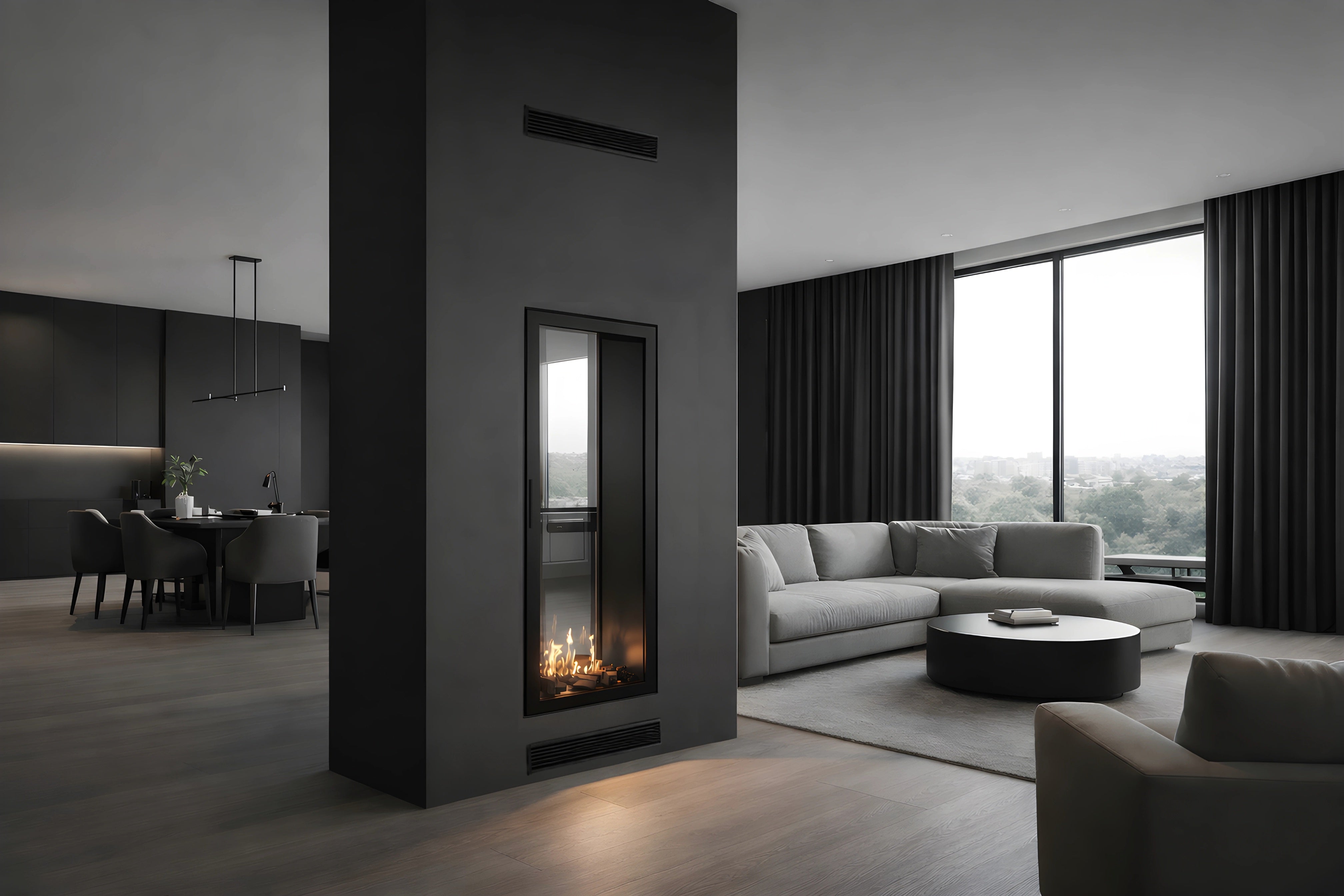 Fame Vertical Doorkijkhaard Met Volle Glas 60 x 100 cm