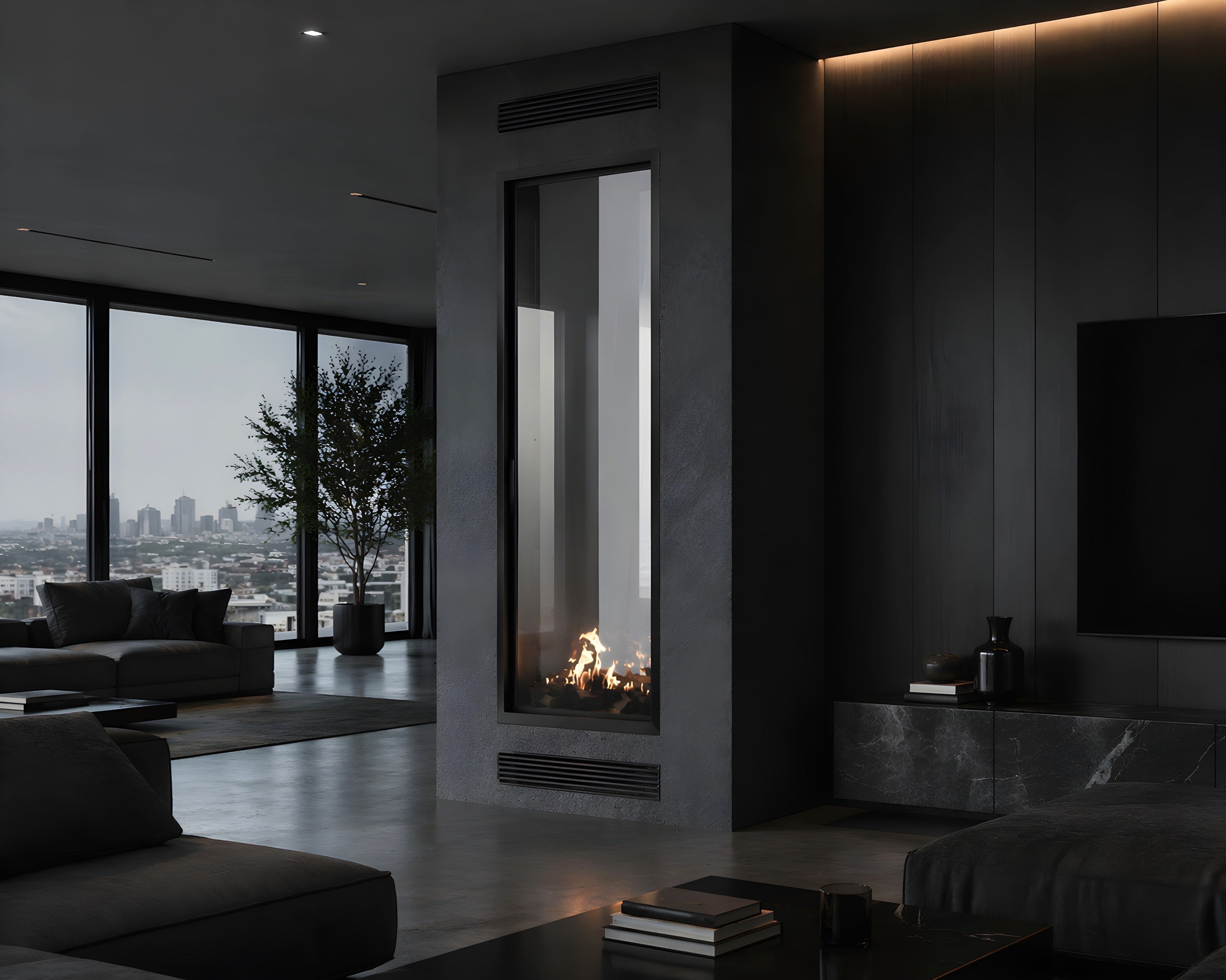 Fame Vertical Doorkijkhaard Met Volle Glas 100 x 160 cm