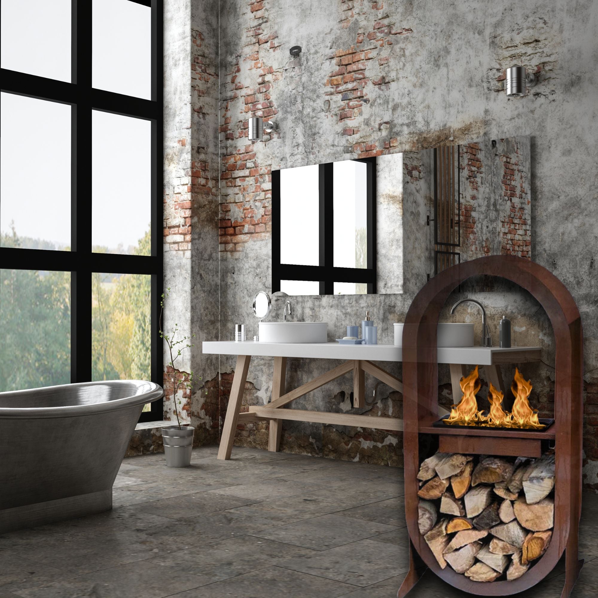 Irazu Rust Bio Ethanol Stove H110 cm