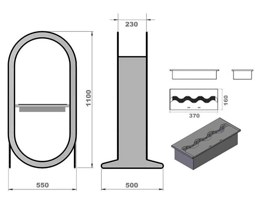 Irazu Rust Bio Ethanol Stove H110 cm