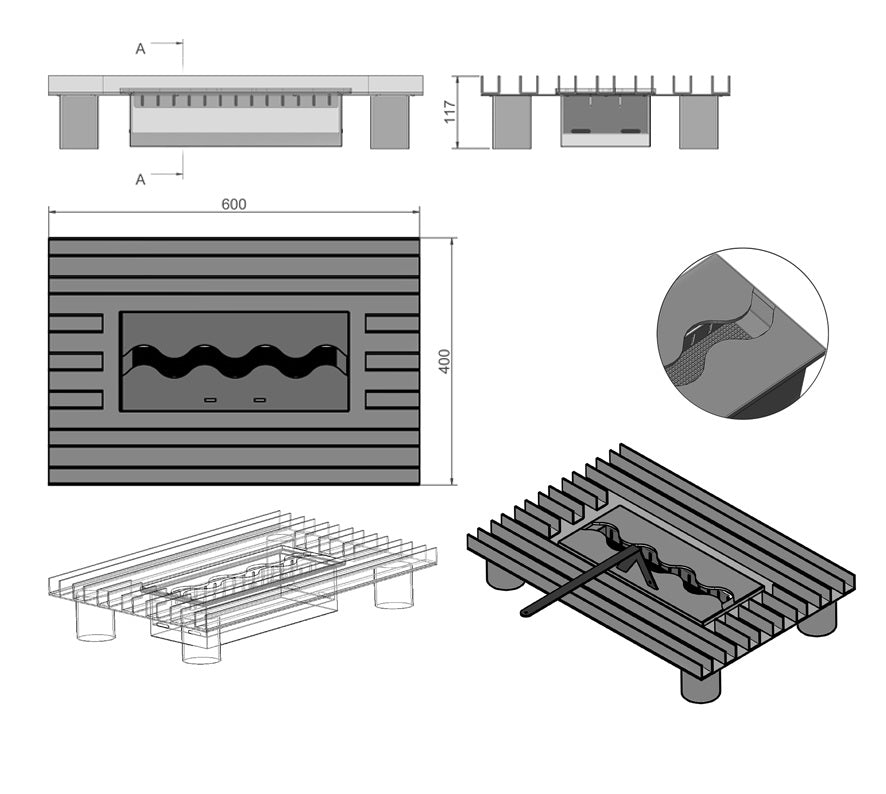 Traditionele Bio Ethanol Inzethaard 60 cm