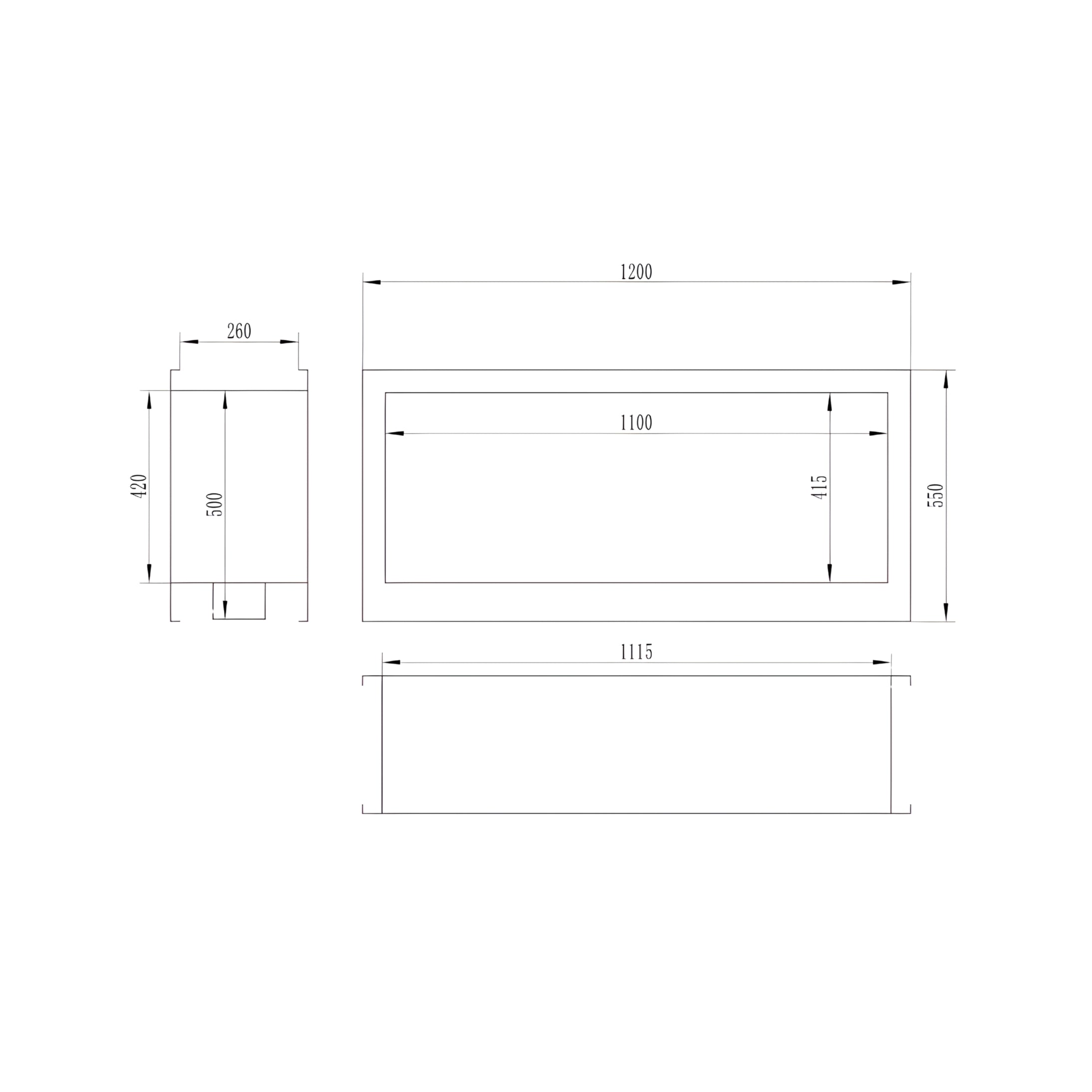 Laz Bio-Ethanol See-Through Fireplace 120 CM