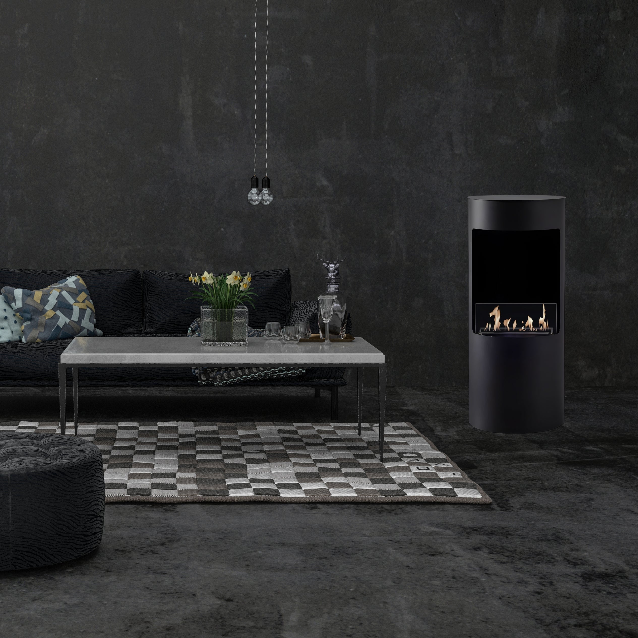 Lomanian Zwart Bio Ethanol Vrijstaand Haard H95 cm