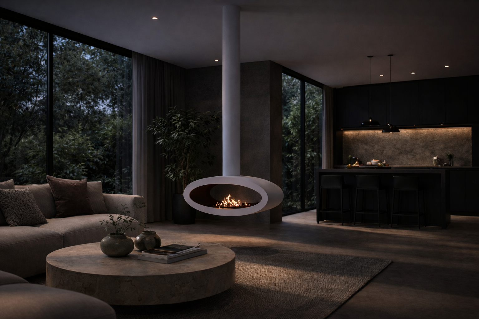 Ova Tube Wit Doorkijk Plafondhaard 100 cm