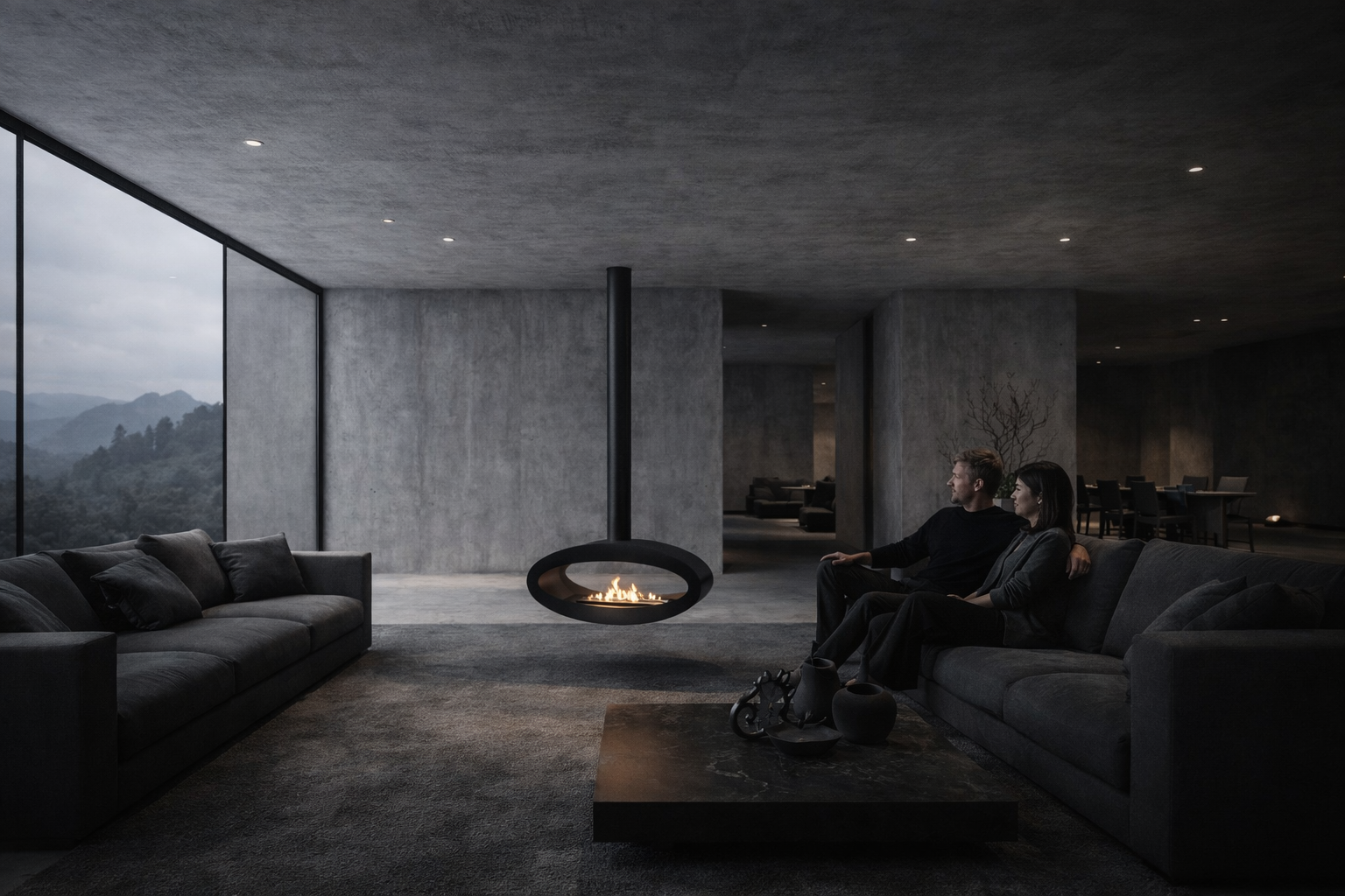 Ova Tube Zwart Doorkijk Plafondhaard 100 cm