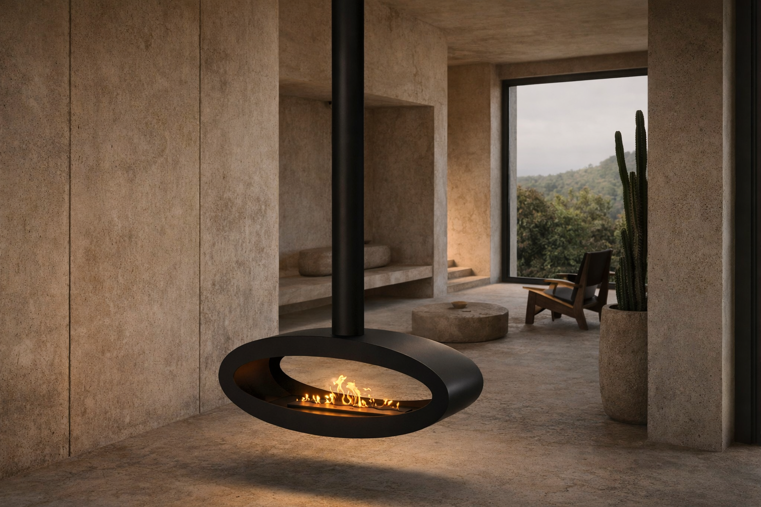 Ova Tube Zwart Doorkijk Plafondhaard 100 cm