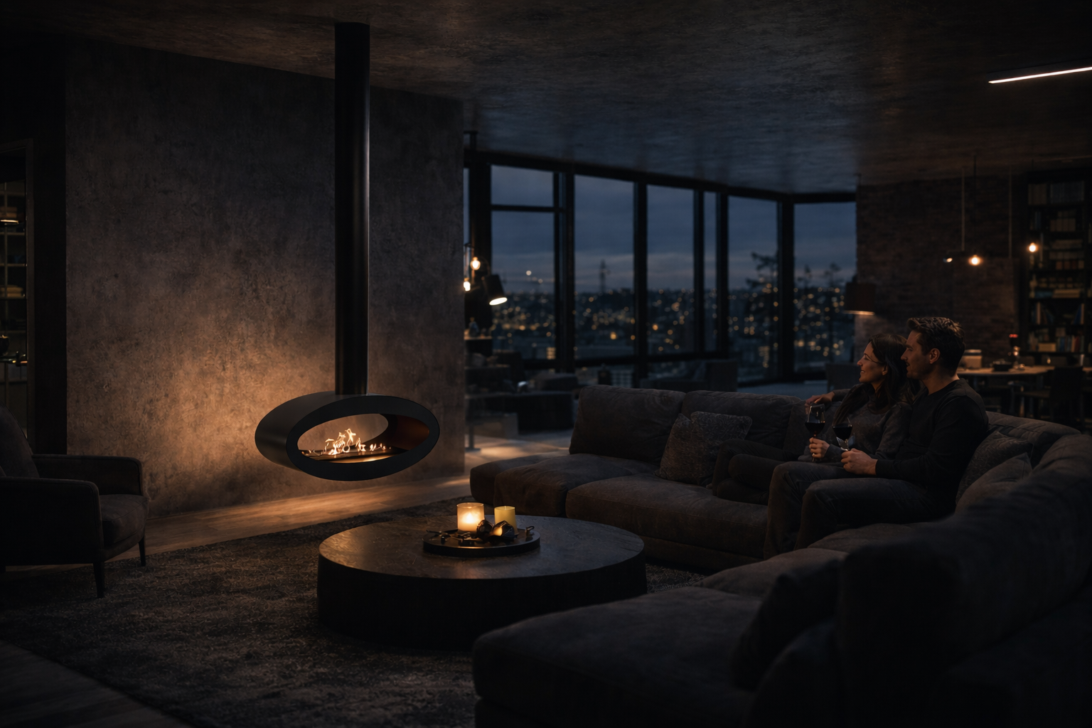 Ova Tube Zwart Doorkijk Plafondhaard 80 cm