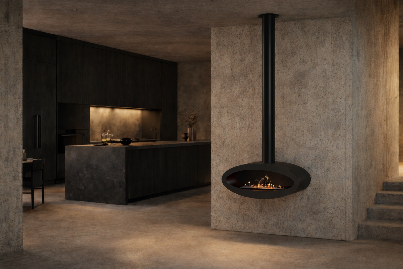 Ova Tube Zwart Plafondhaard 100 cm