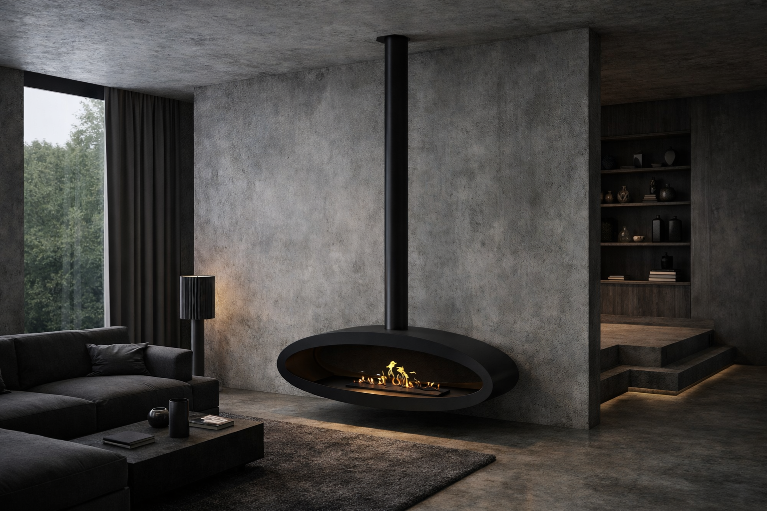 Ova Tube Zwart Plafondhaard 120 cm