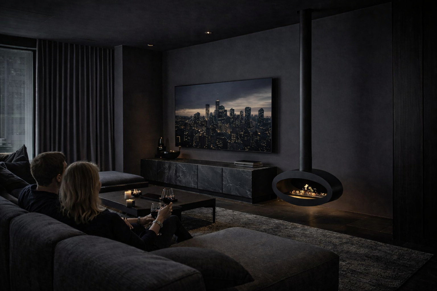 Ova Tube Zwart Plafondhaard 80 cm