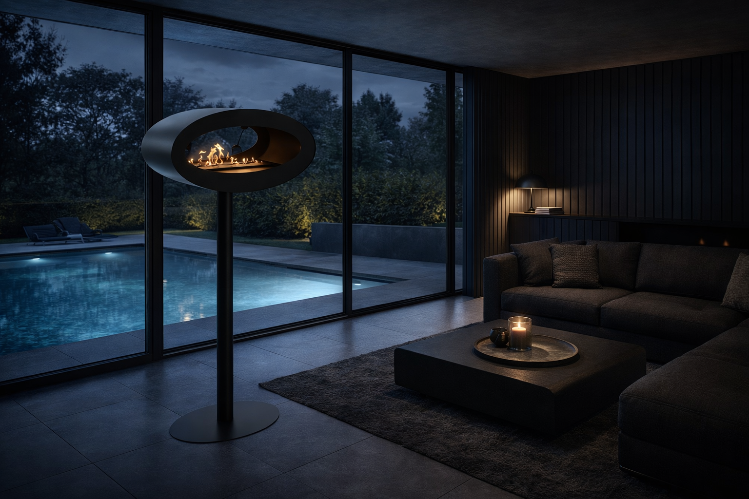 Ova Zwart Vrijstaand Doorkijkhaard D80 cm