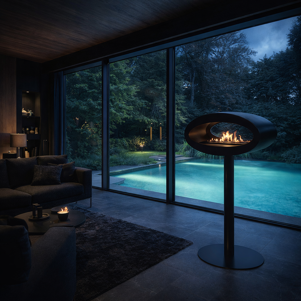 Ova Zwart Vrijstaand Doorkijkhaard D80 cm