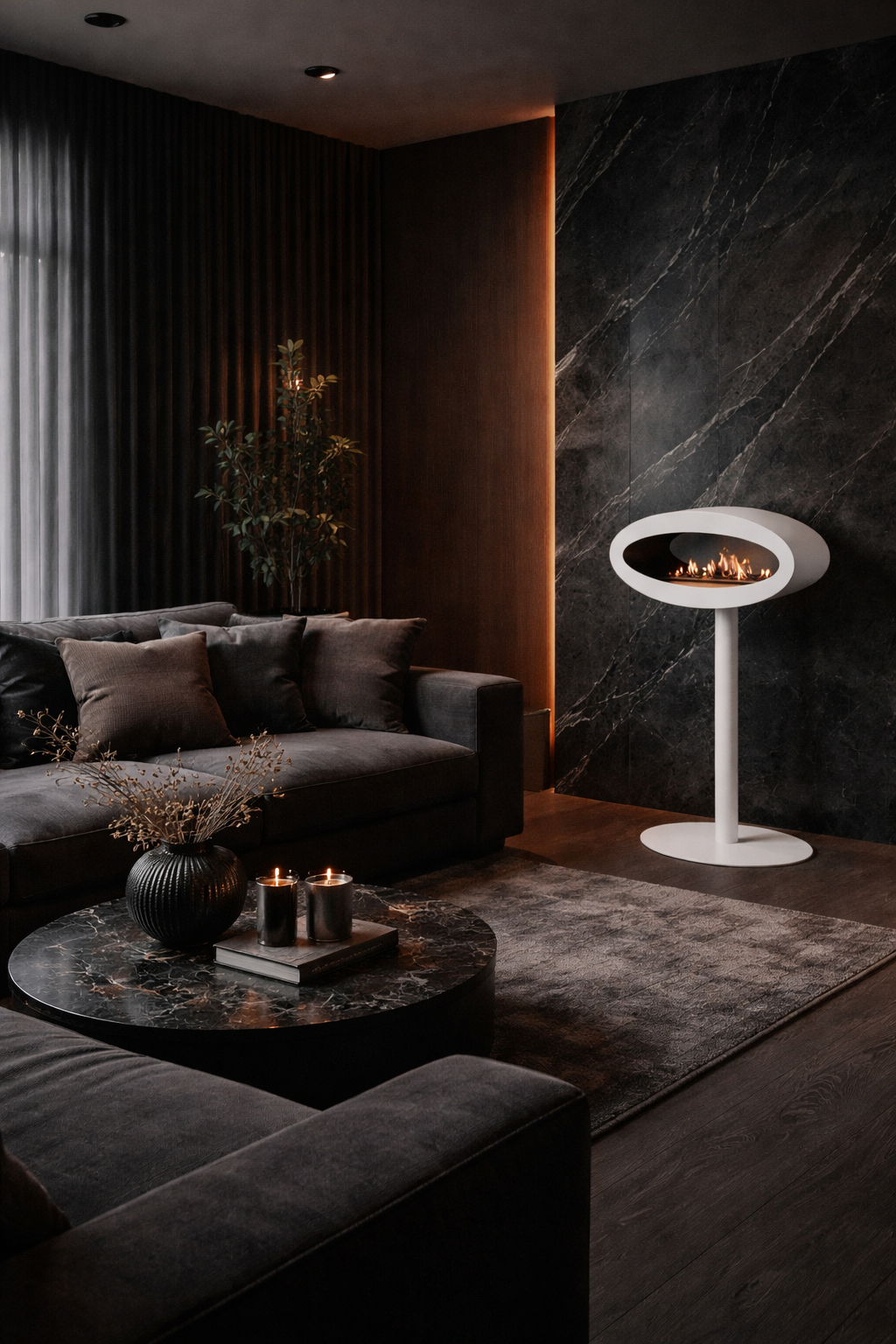 Ova Wit Vrijstaand Doorkijkhaard D80 cm