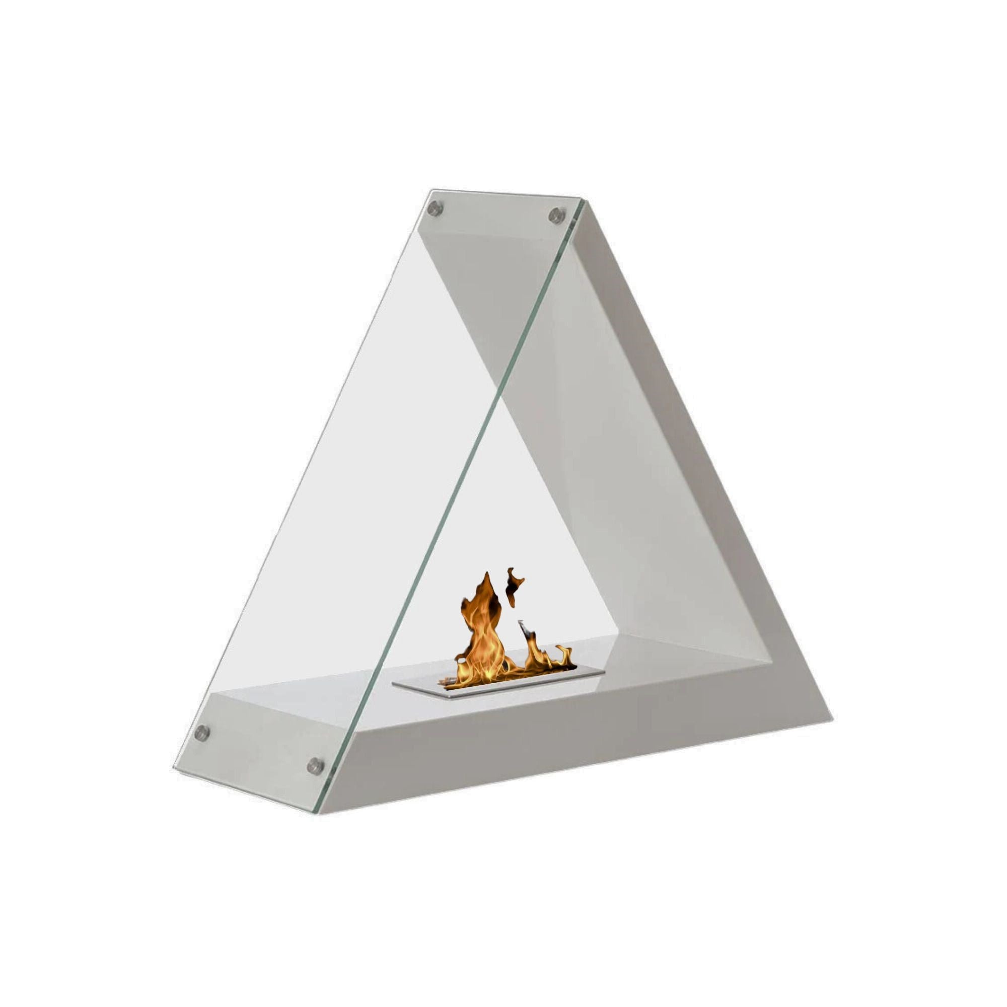 Shepo Pyramid White Bio-Ethanol Freestanding Fireplace