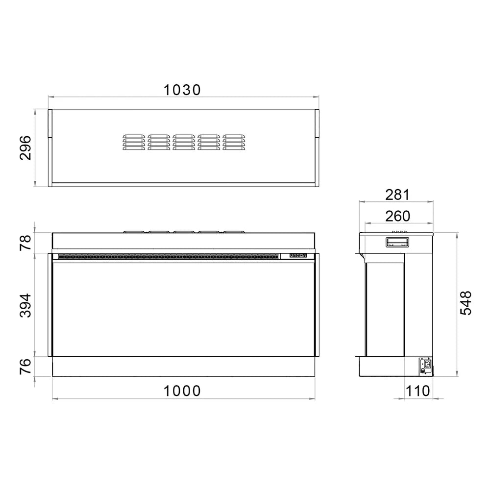 Trimline Solus Elektrische Inbouwhaard Hoek Rechts 100 cm
