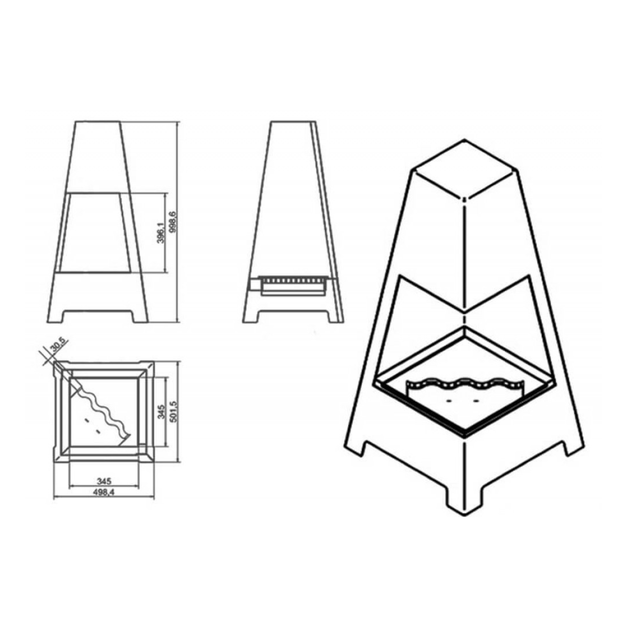 Vioro Roest Bio Ethanol Vrijstaand Haard H100 cm