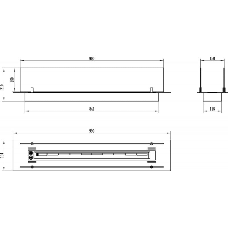 Bio Ethanol Burner Stainless Steel In Furniture 99 CM