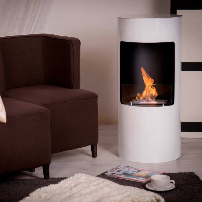 Lomanian White Bio-Ethanol Freestanding Fireplace