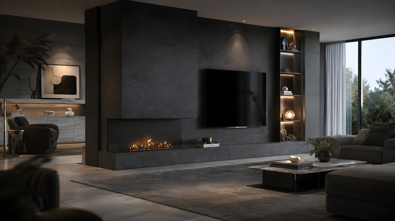 In 5 stappen een luxe tv-wand met een driezijdige bio-ethanolhaard realiseren