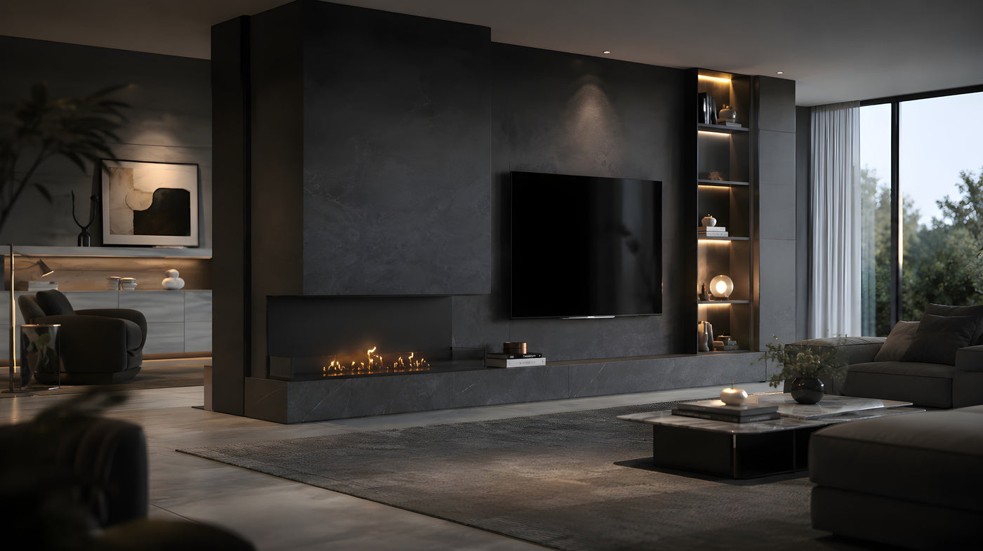 In 5 stappen een luxe tv-wand met een driezijdige bio-ethanolhaard realiseren