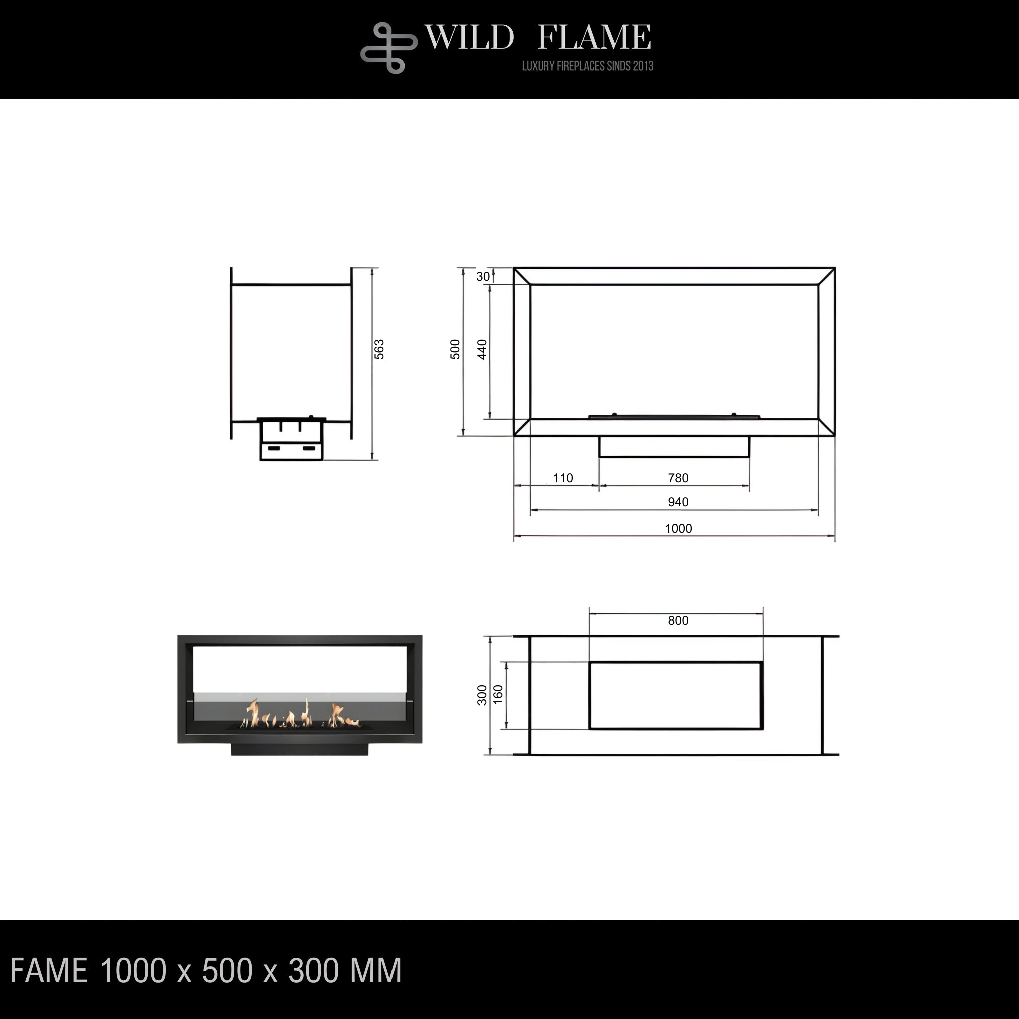 Fame Bio Ethanol Doorkijkhaard 100 cm