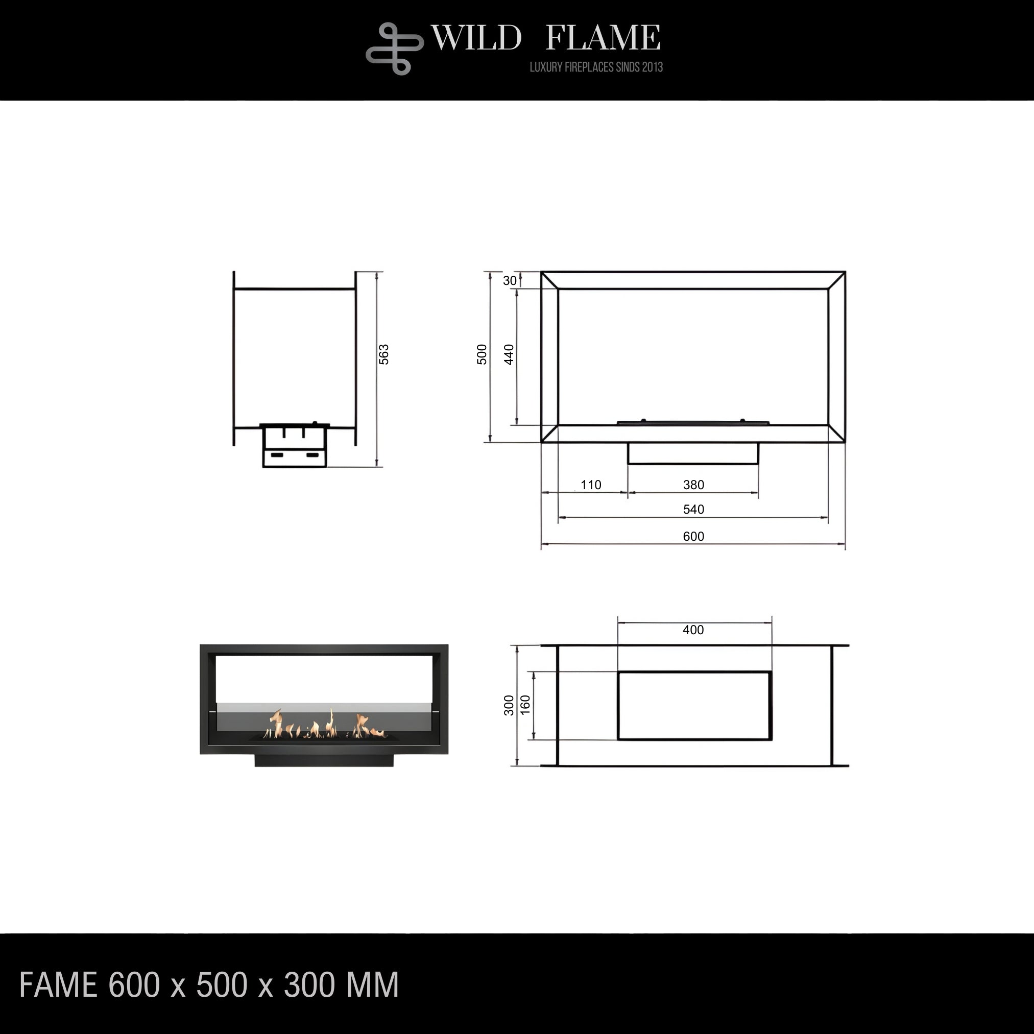 Fame Bio Ethanol Doorkijkhaard 60 cm