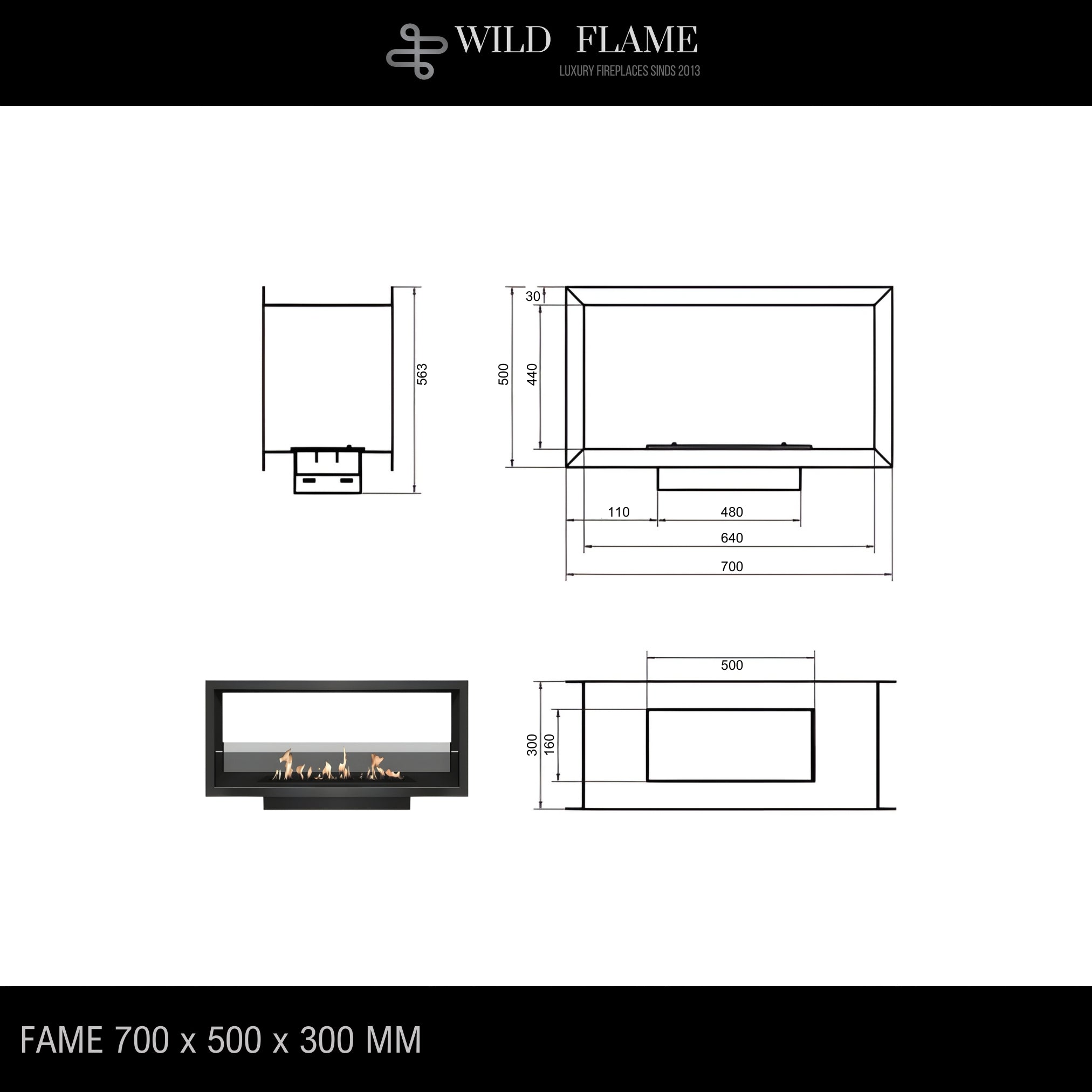 Fame Bio Ethanol Doorkijkhaard 70 cm