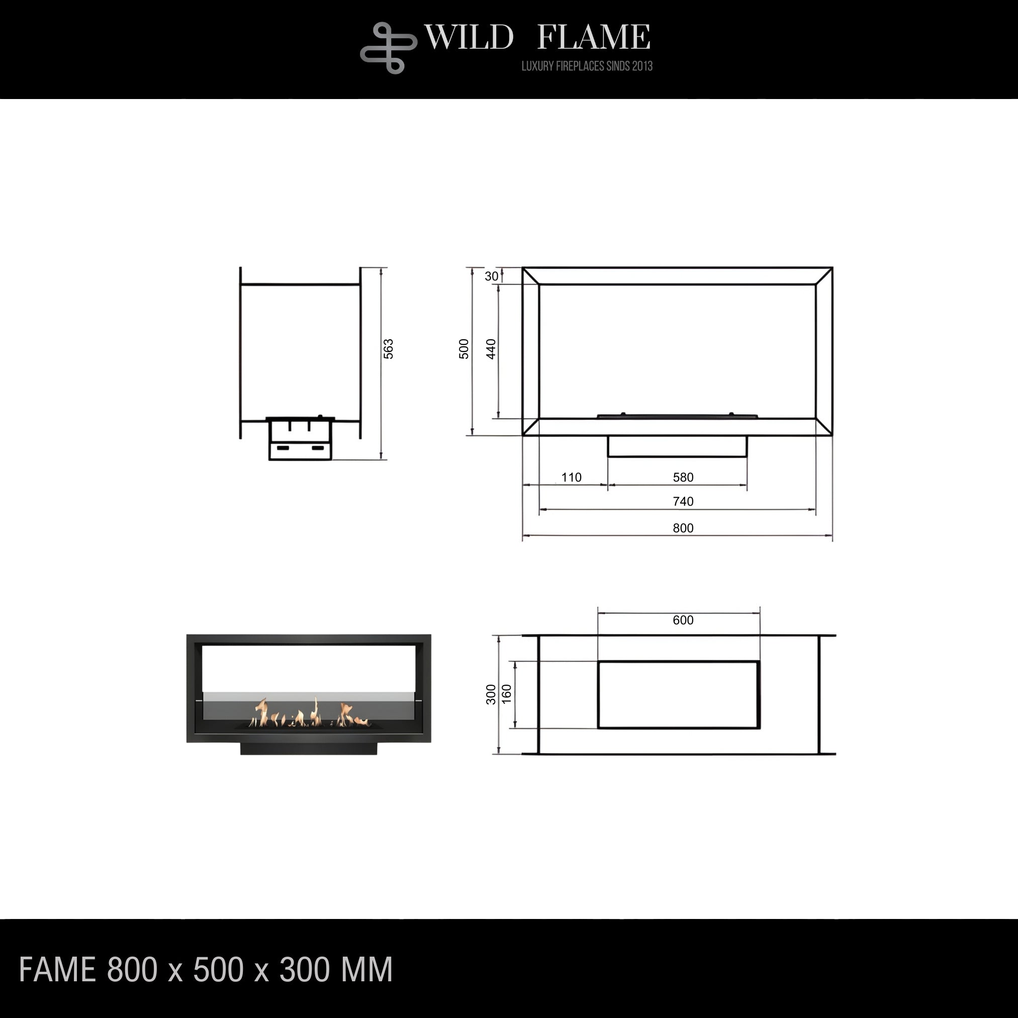 Fame Bio Ethanol Doorkijkhaard 80 cm