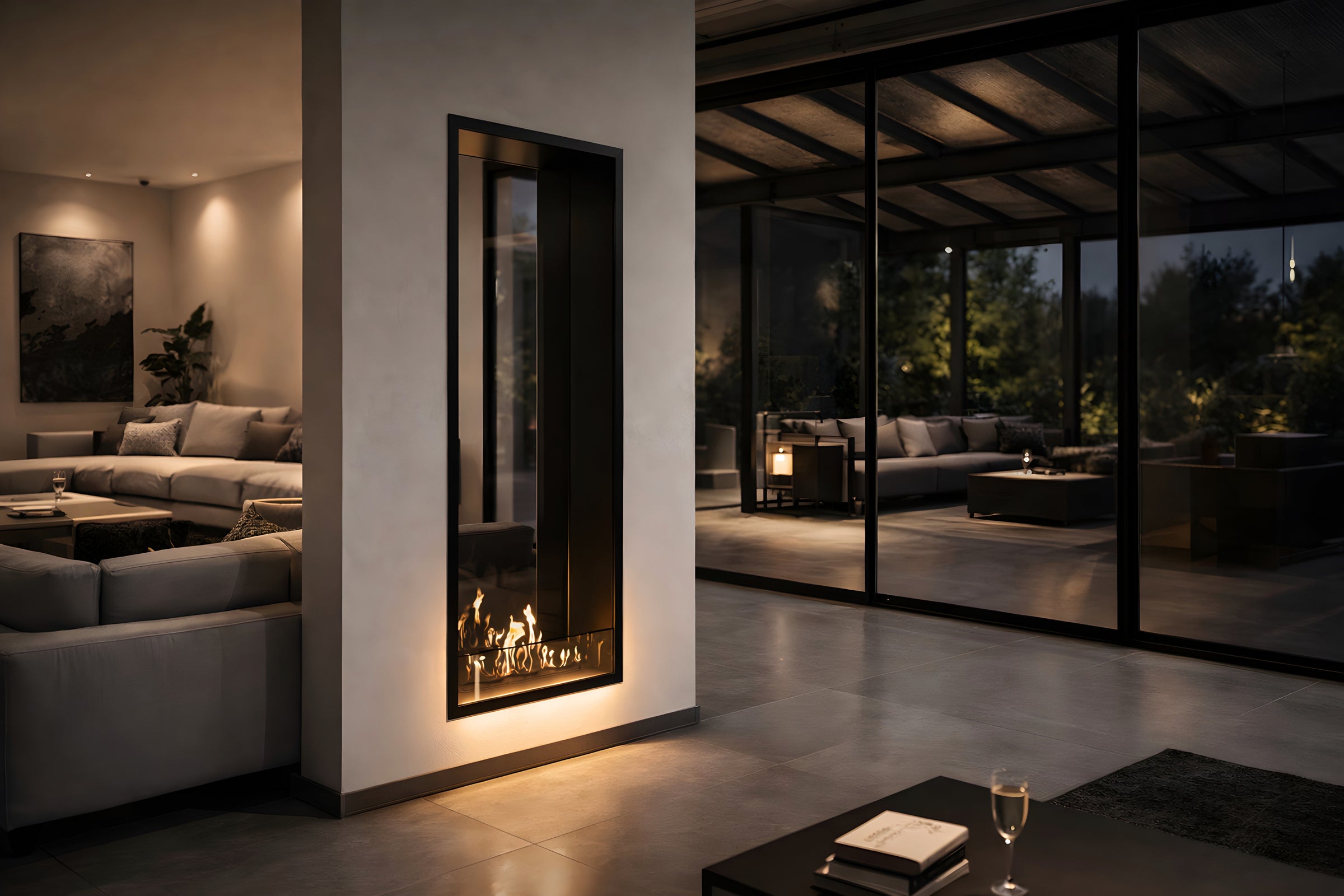 Fame Vertical Doorkijkhaard Enkel Volle Glas 60 x 180 cm