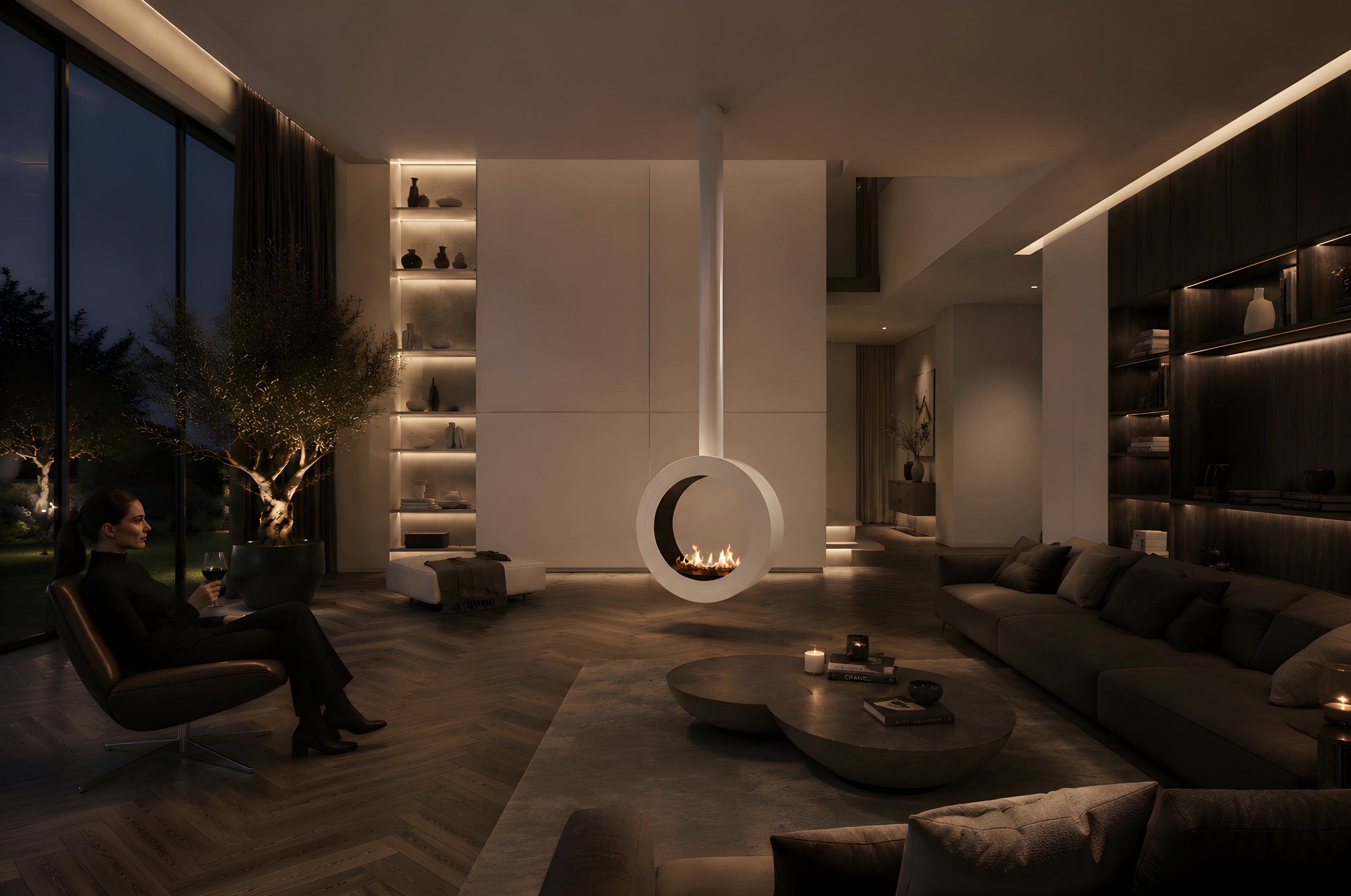Arcos Tube Plafondhaard Wit Ø80 - Ø120 cm